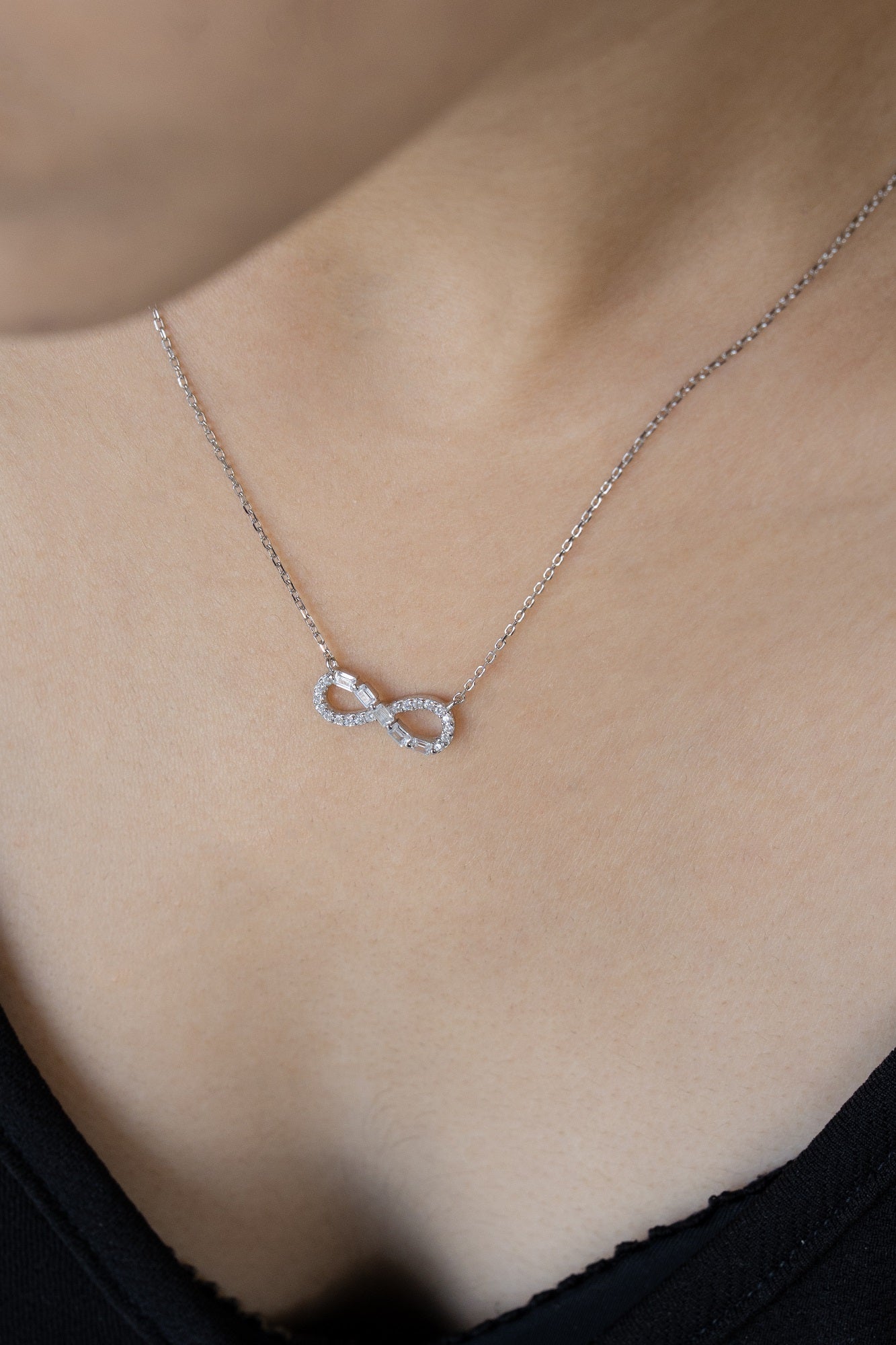 Infinity Moon Sterling Silver Chain Pendant