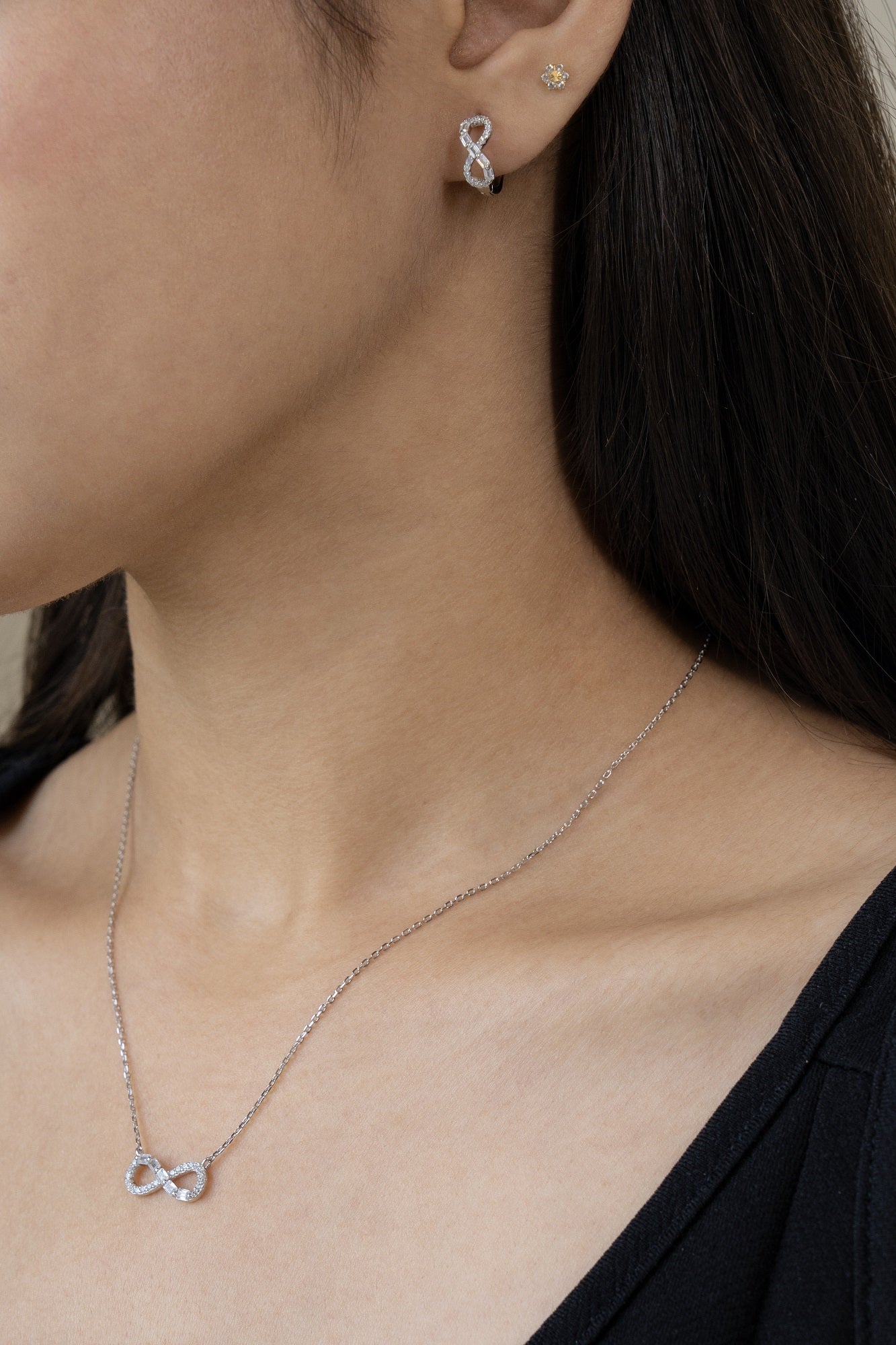 Infinity Moon Sterling Silver Chain Pendant