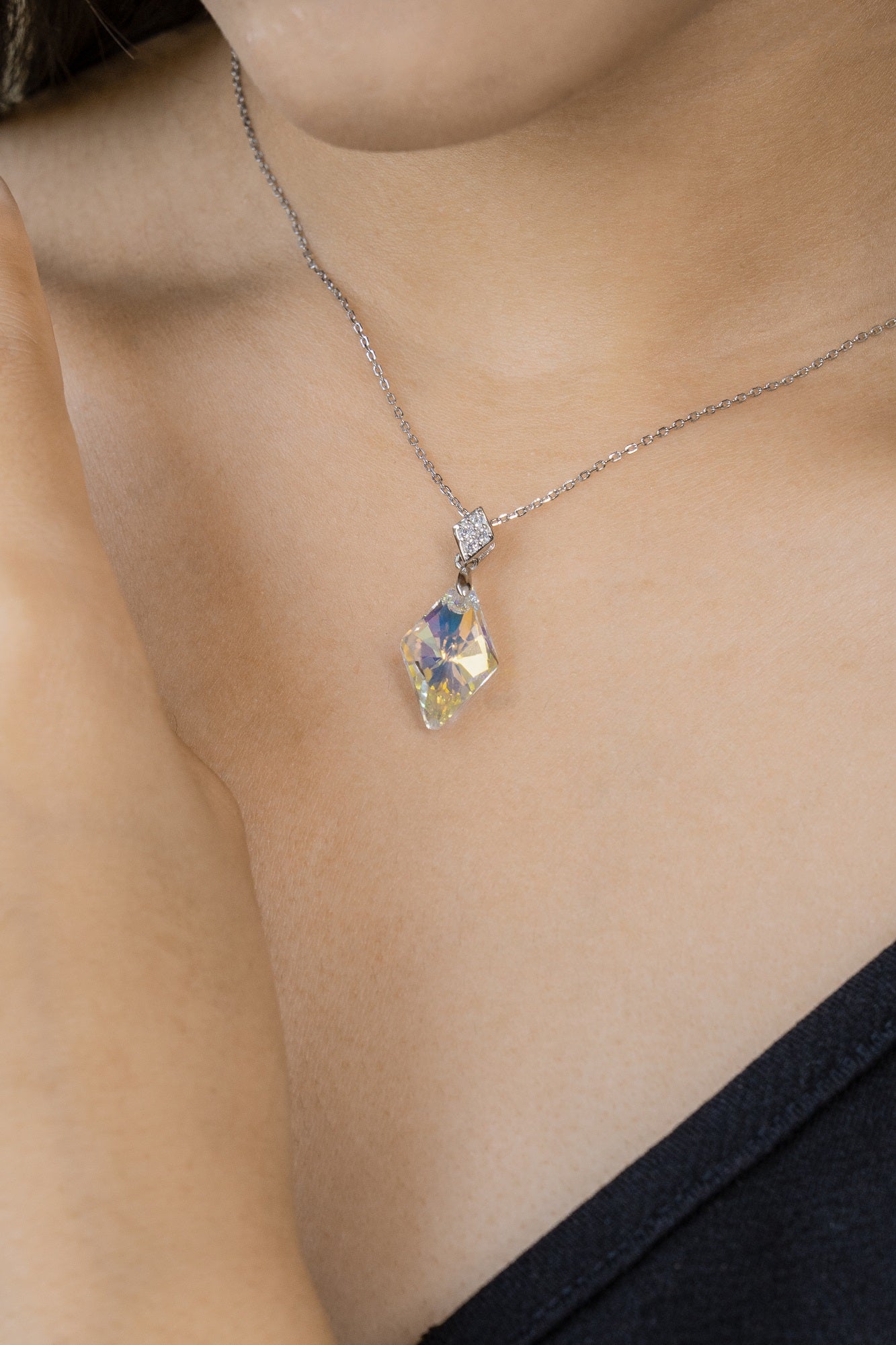 Shimona Crystal Sterling Silver Chain Pendant