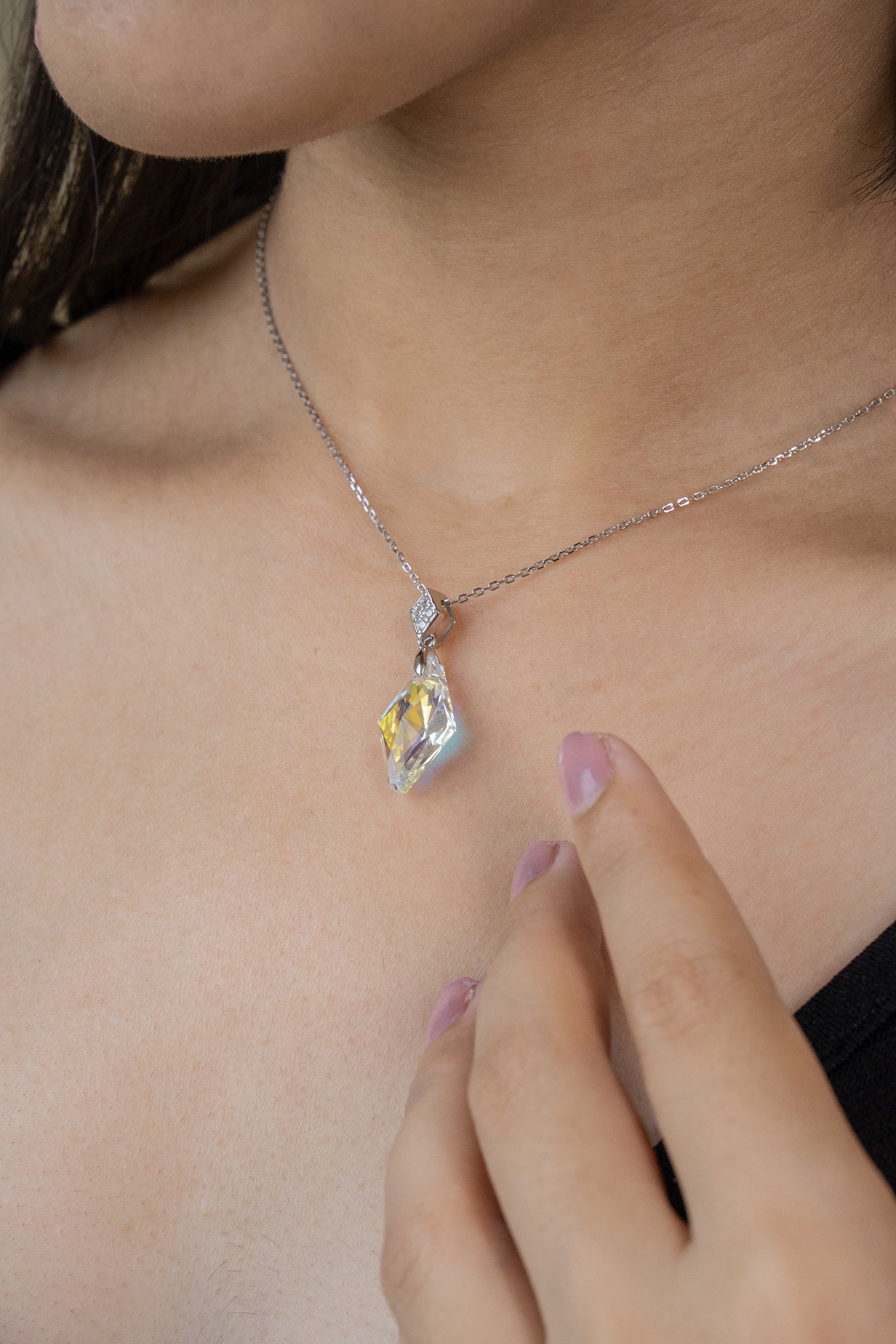 Shimona Crystal Sterling Silver Chain Pendant