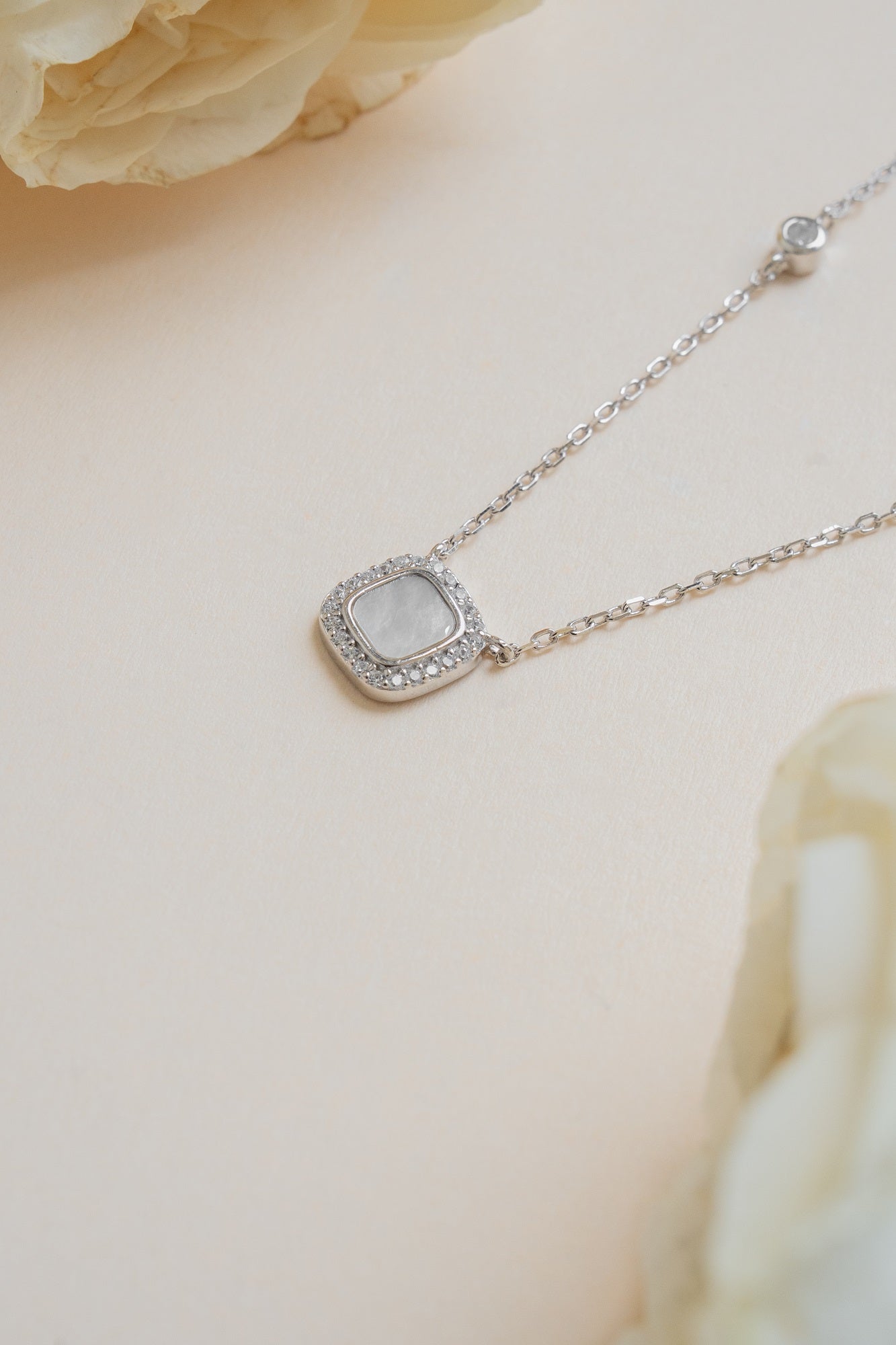 Crystal Grace Sterling Silver Chain Pendant Set