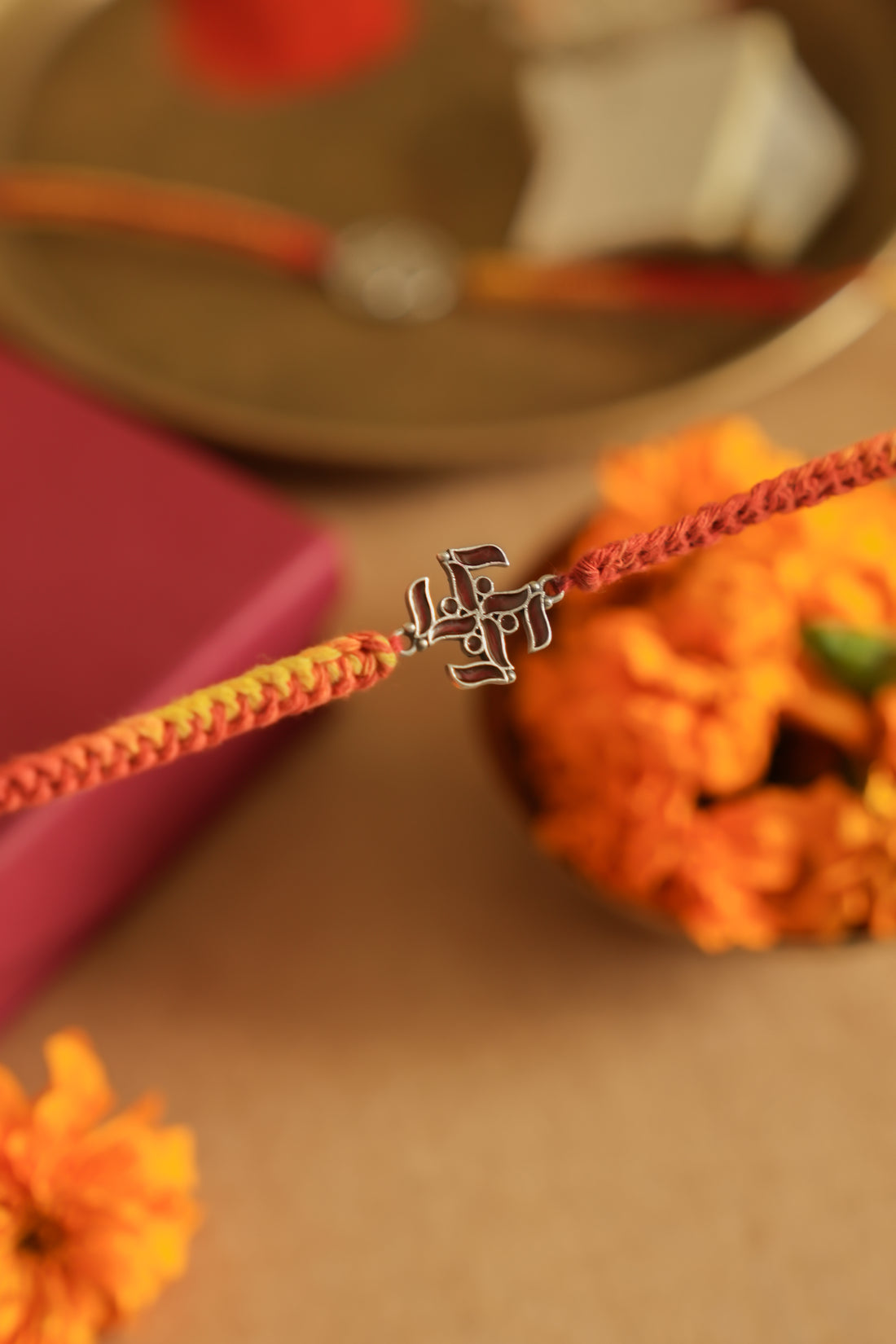 Swastik Enamel 925 Silver Rakhi