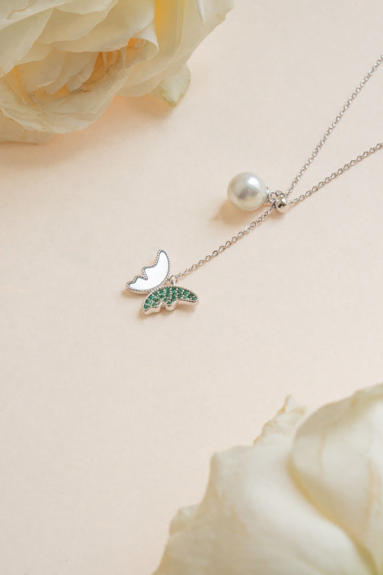 Anaya Pearl Wings Sterling Silver Pendant Set