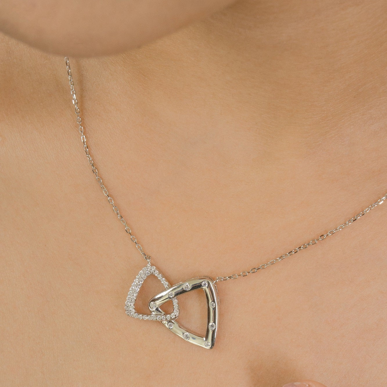Triangular Elegance Sterling Silver Chain Pendant