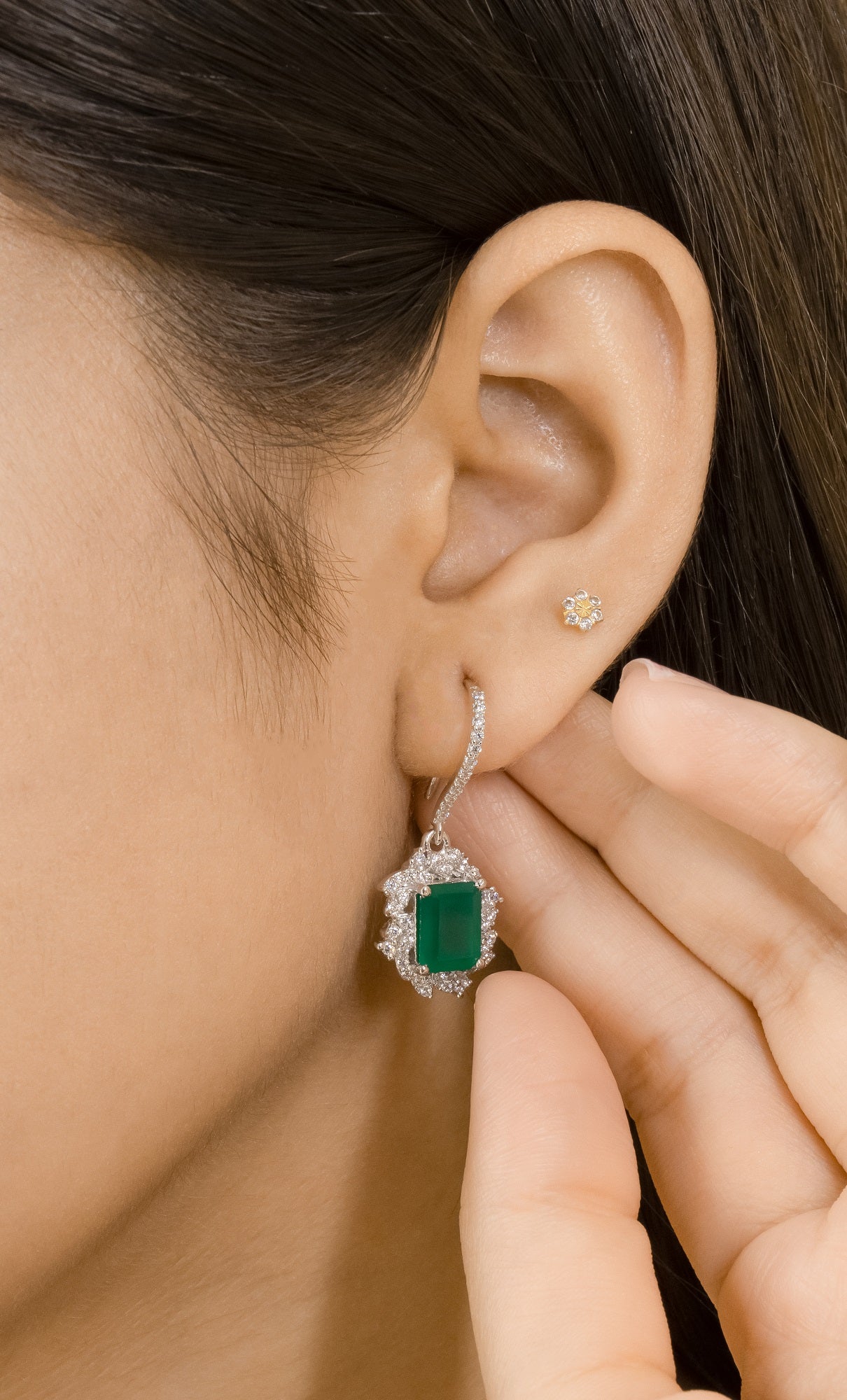 Sora Green onyx Sterling Silver Pendant Set