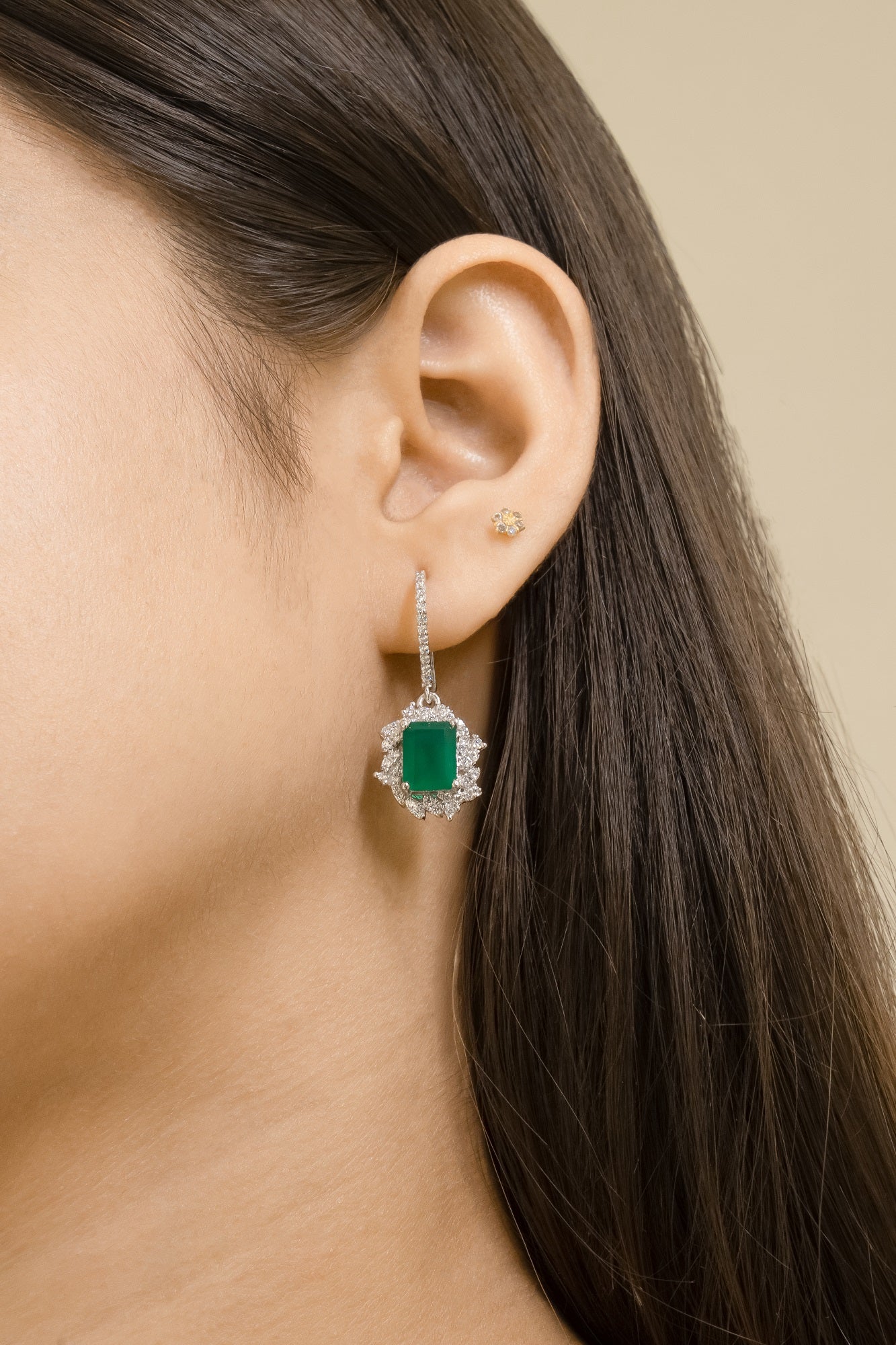 Sora Green onyx Sterling Silver Pendant Set