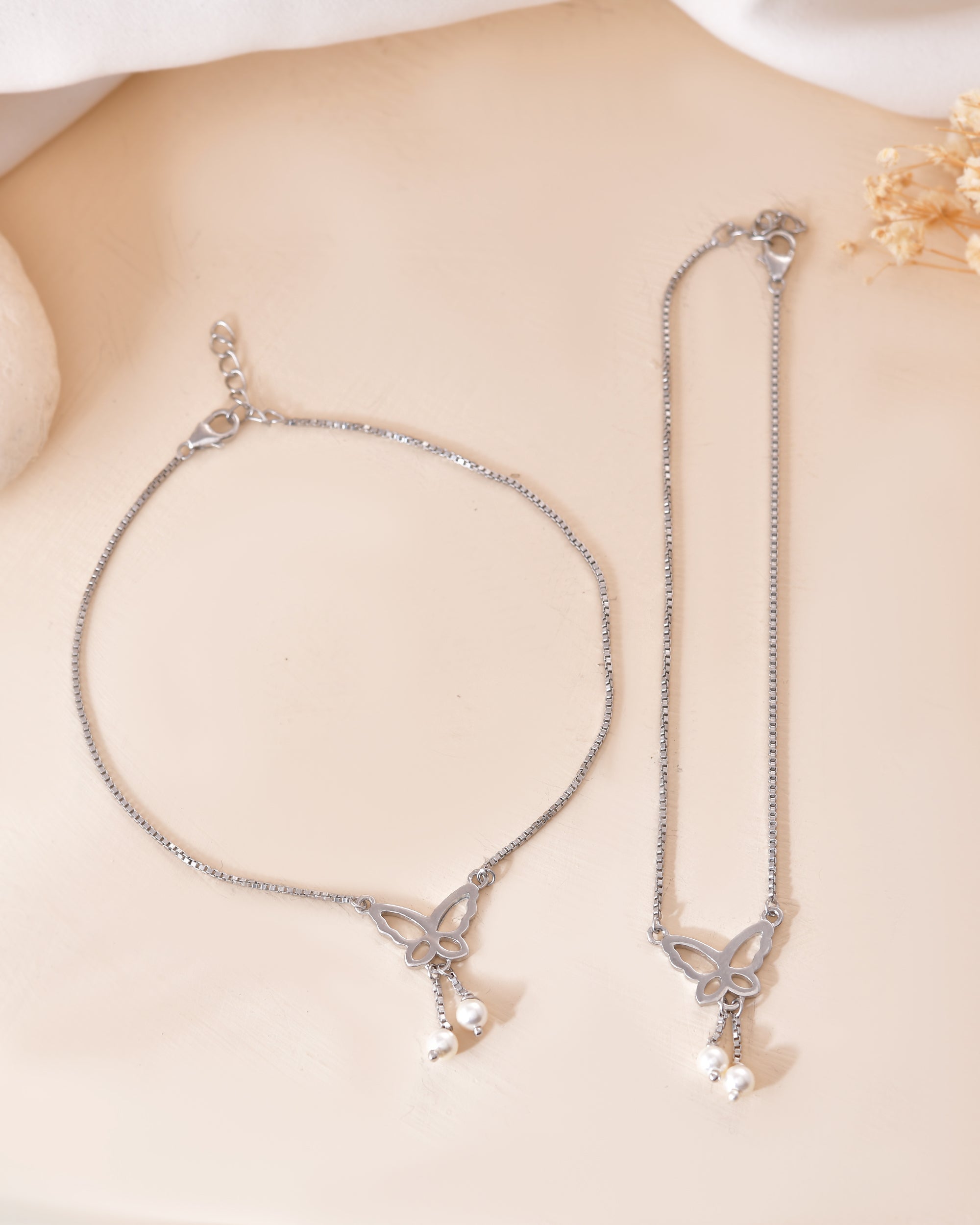 Luna Butterfly 925 Sterling Silver Anklet