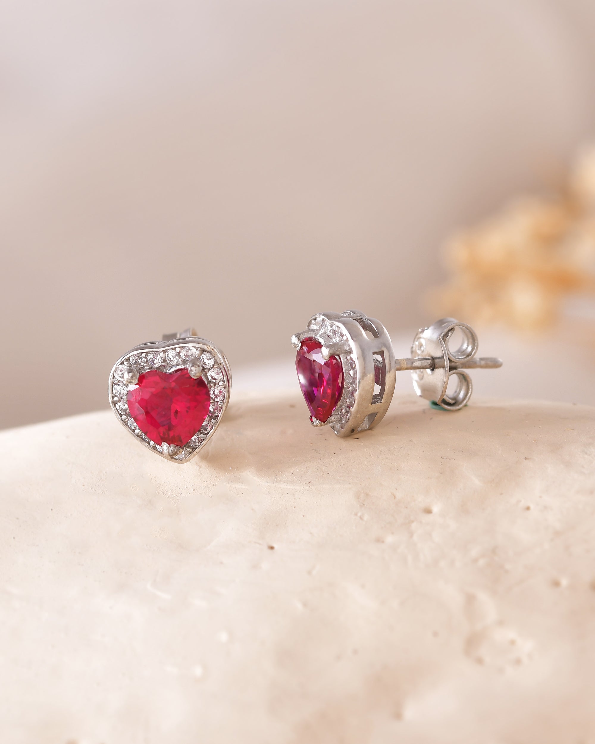 Pink Stone 925 Silver Earring Stud