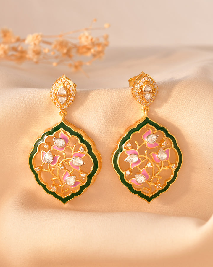 Gulbahar Enamel 925 Silver Royale Drop Earring