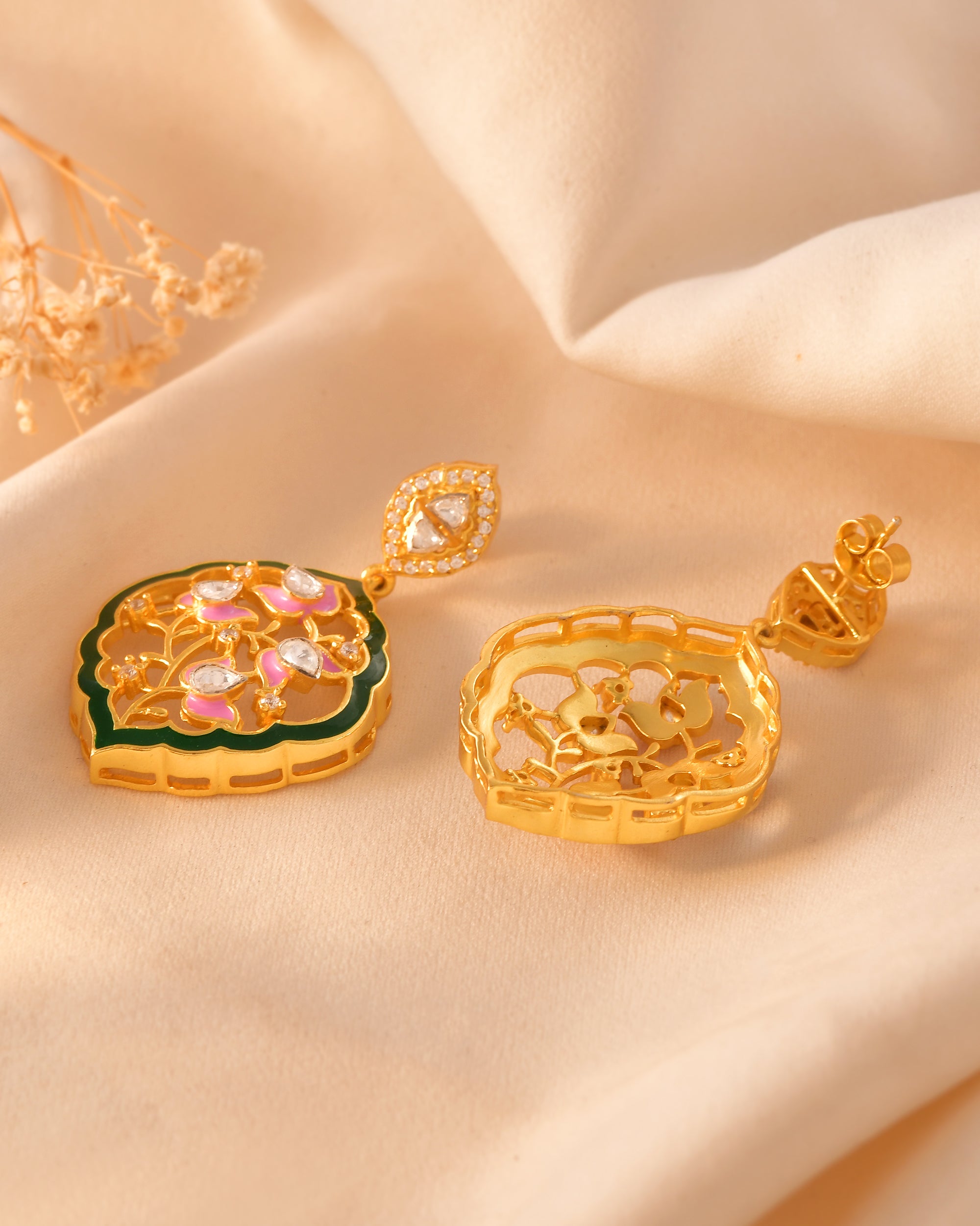 Gulbahar Enamel 925 Silver Royale Drop Earring