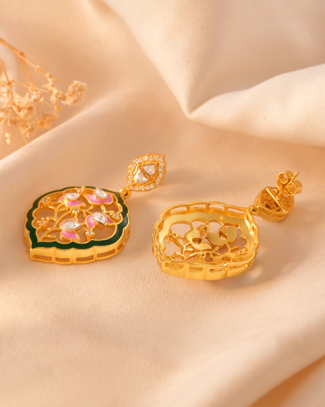 Gulbahar Enamel 925 Silver Royale Drop Earring
