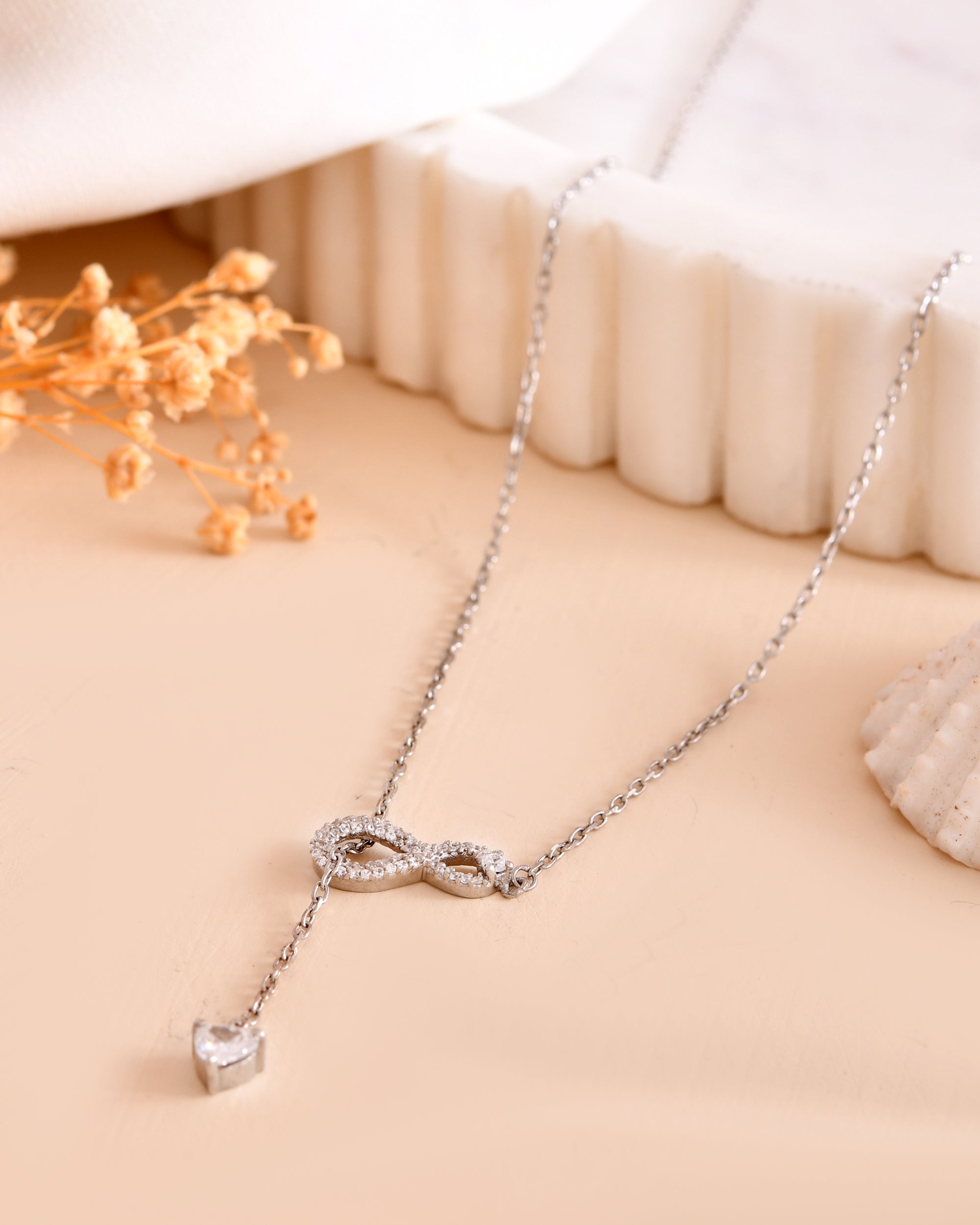 Heartfelt infinity 925 Sterling Silver Chain Pendant Set