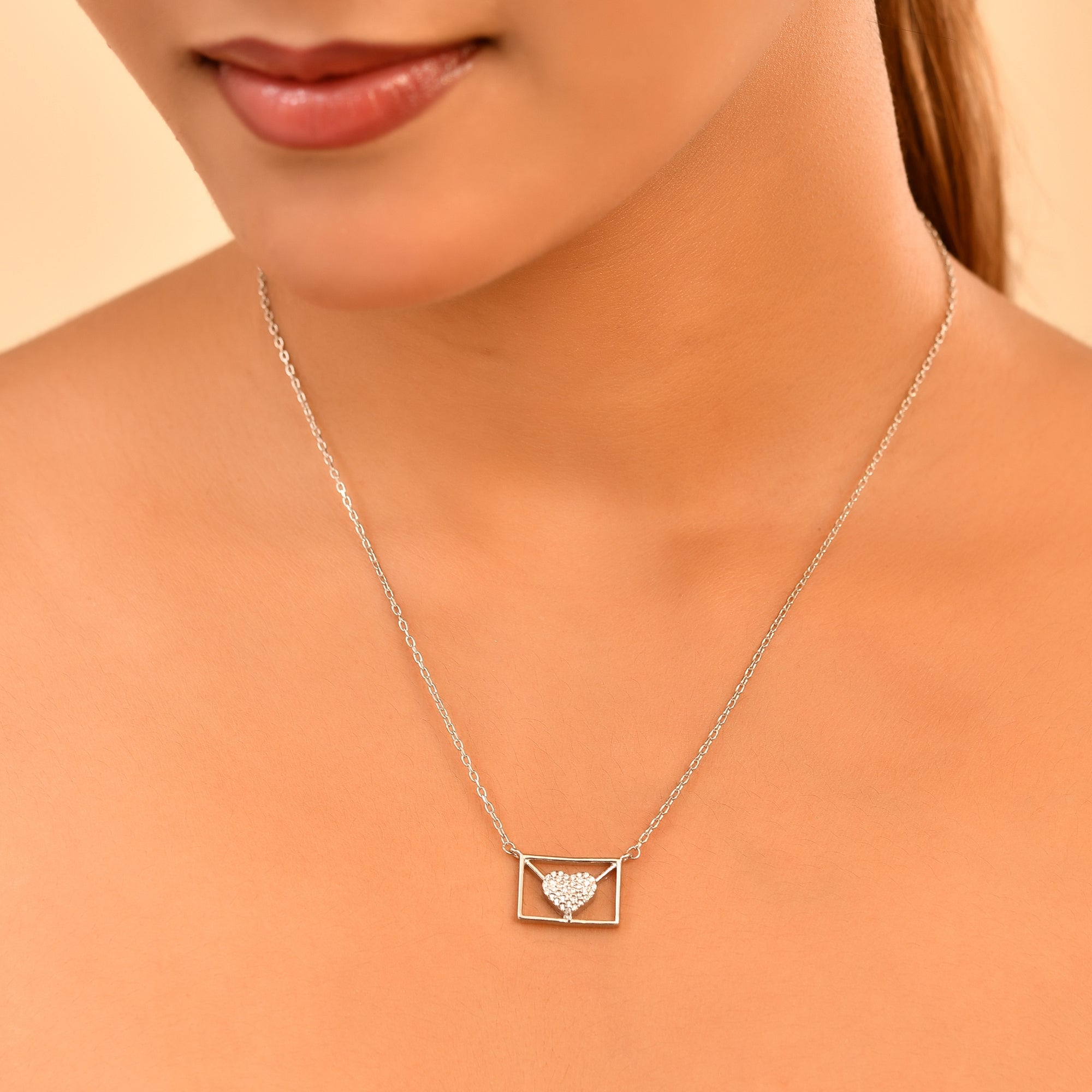 Amora Frame Sterling Silver Chain Pendant