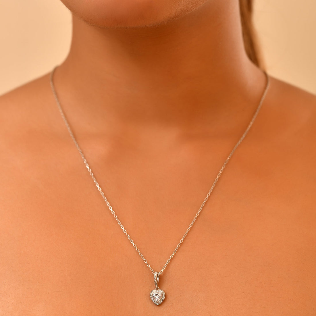 Shimona Heart Sterling Silver Chain Pendant Set