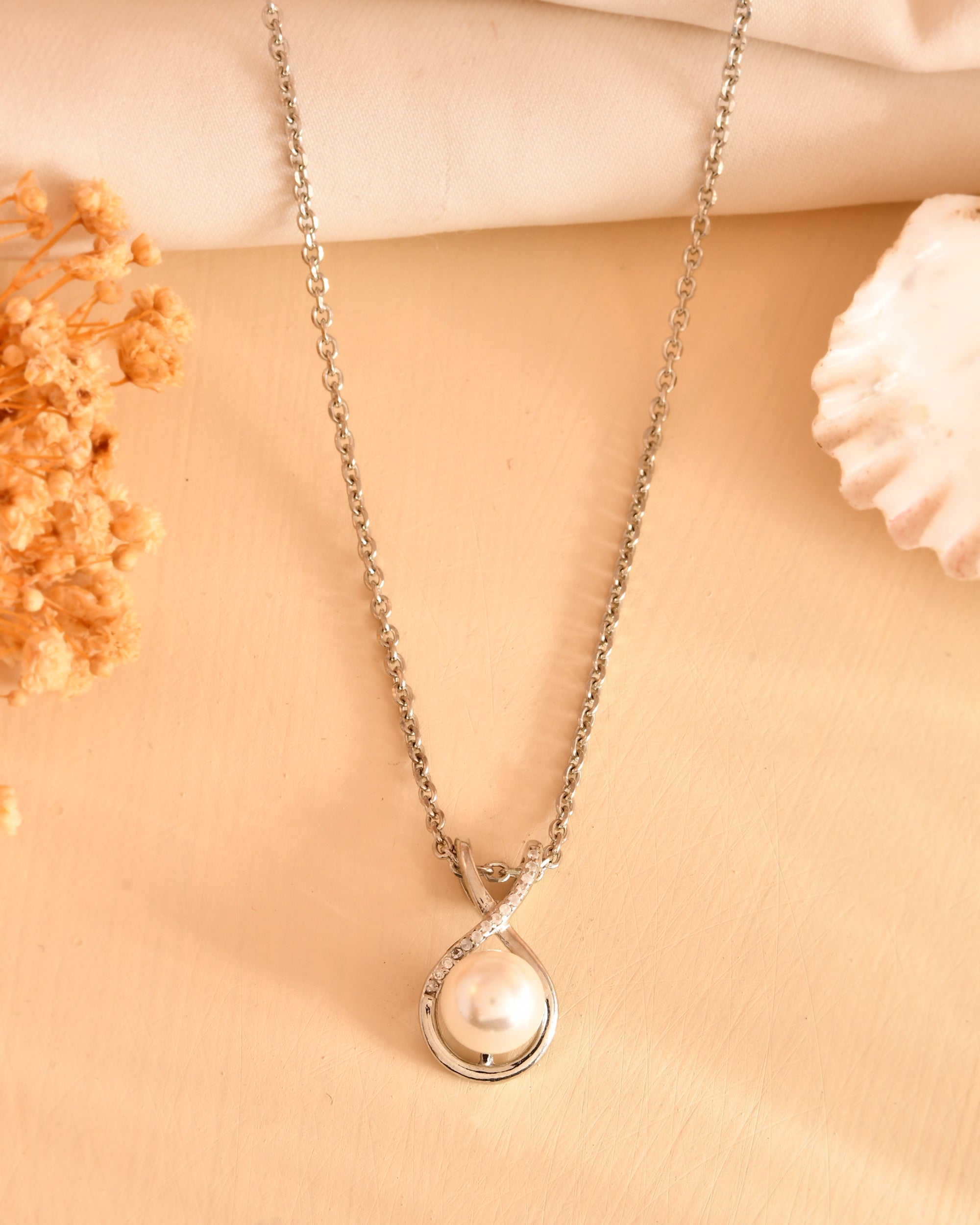 Infinity Pearl Sterling Silver Chain Pendant