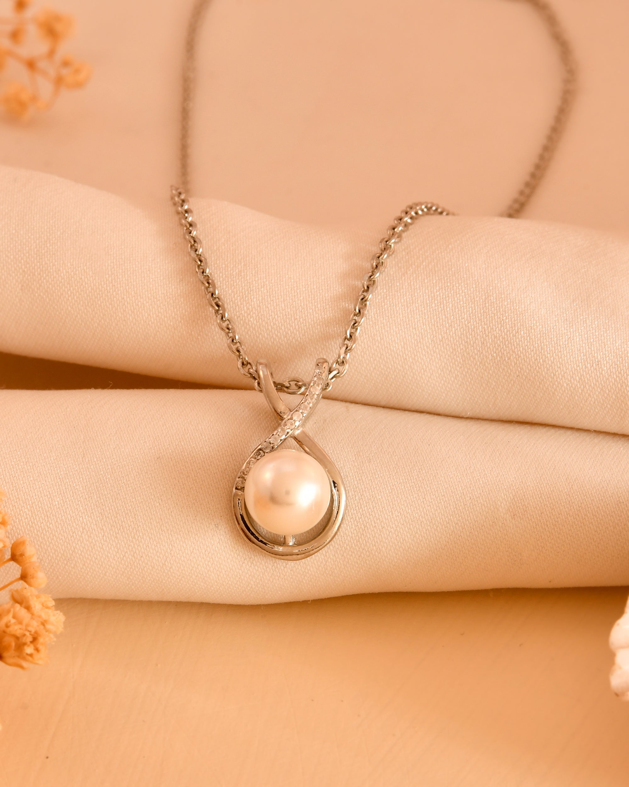 Infinity Pearl Sterling Silver Chain Pendant