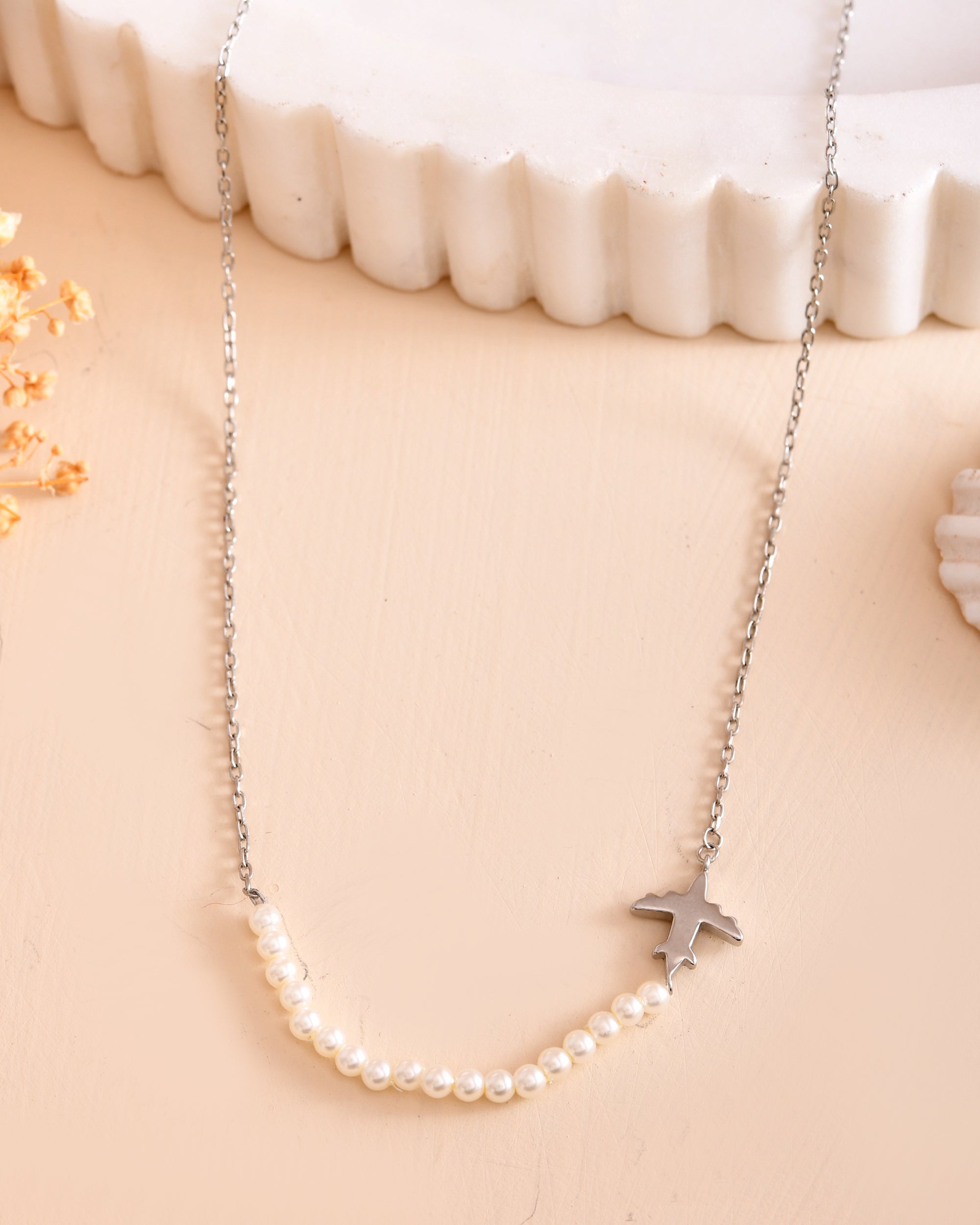 Anaya Sky Pearl Sterling Silver Chain Pendant Set