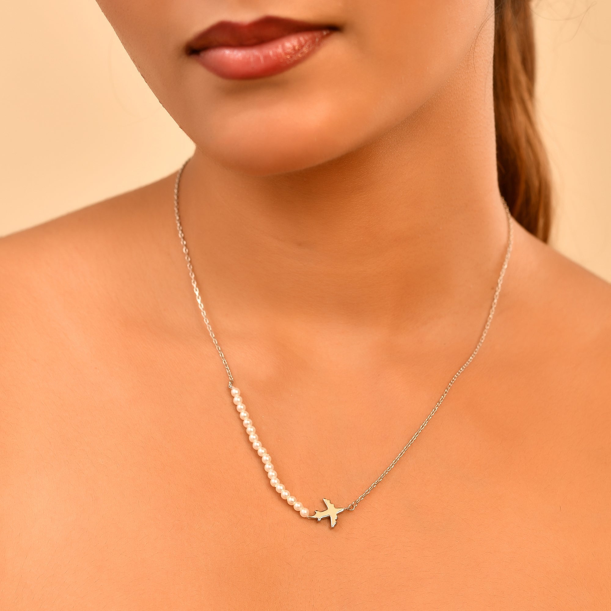 Anaya Sky Pearl Sterling Silver Chain Pendant Set