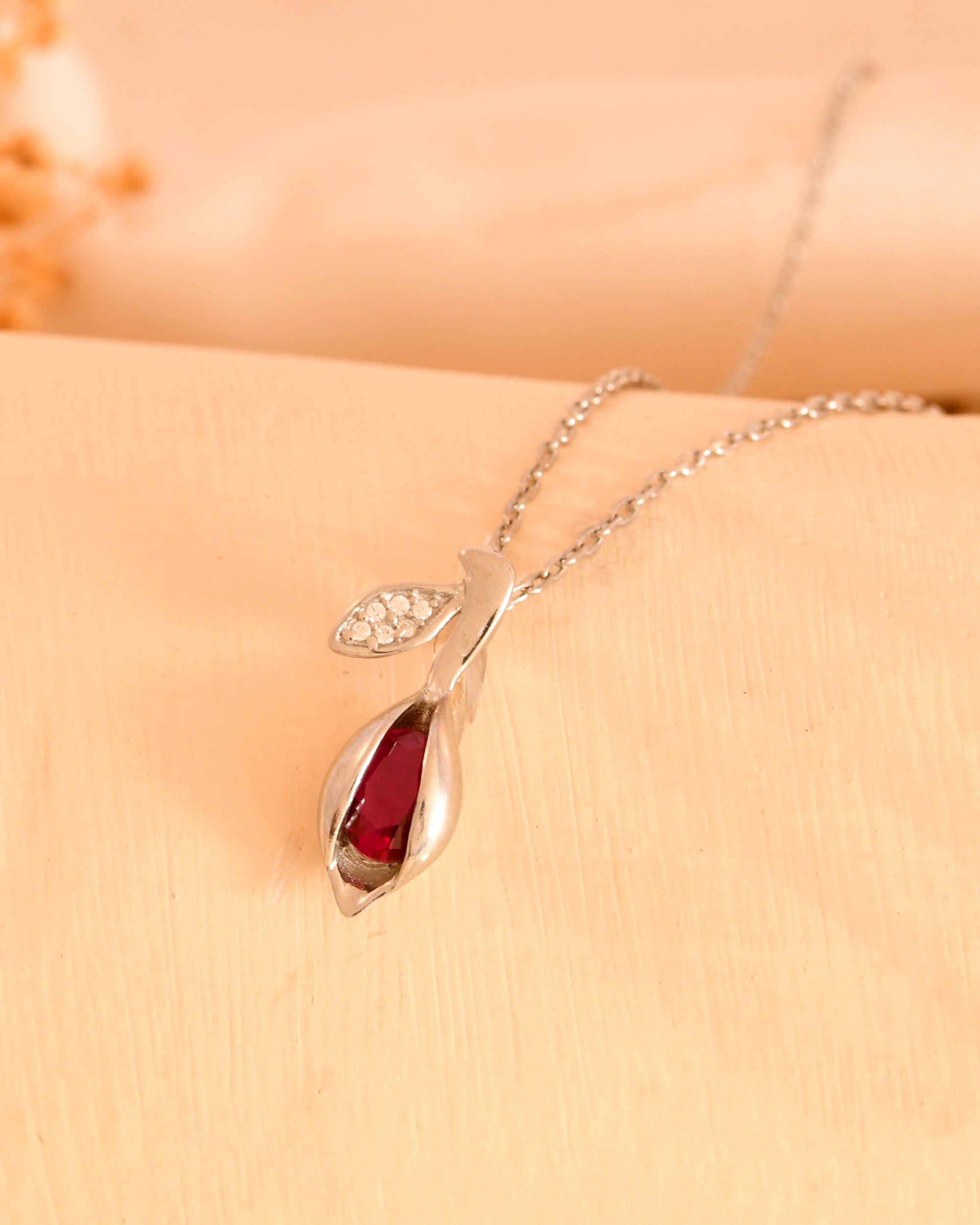 Rose Petal Drop Sterling Silver Chain Pendant