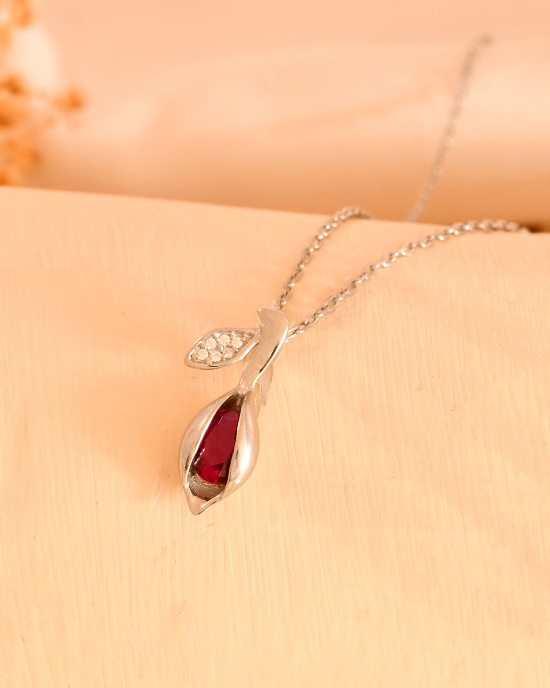 Rose Petal Drop Sterling Silver Chain Pendant