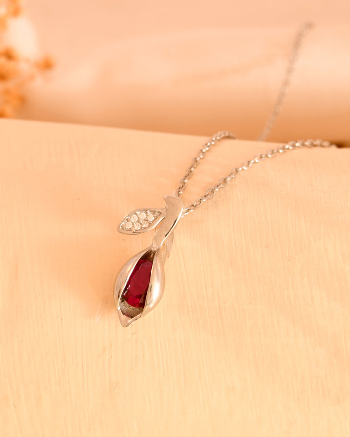Rose Petal Drop Sterling Silver Chain Pendant
