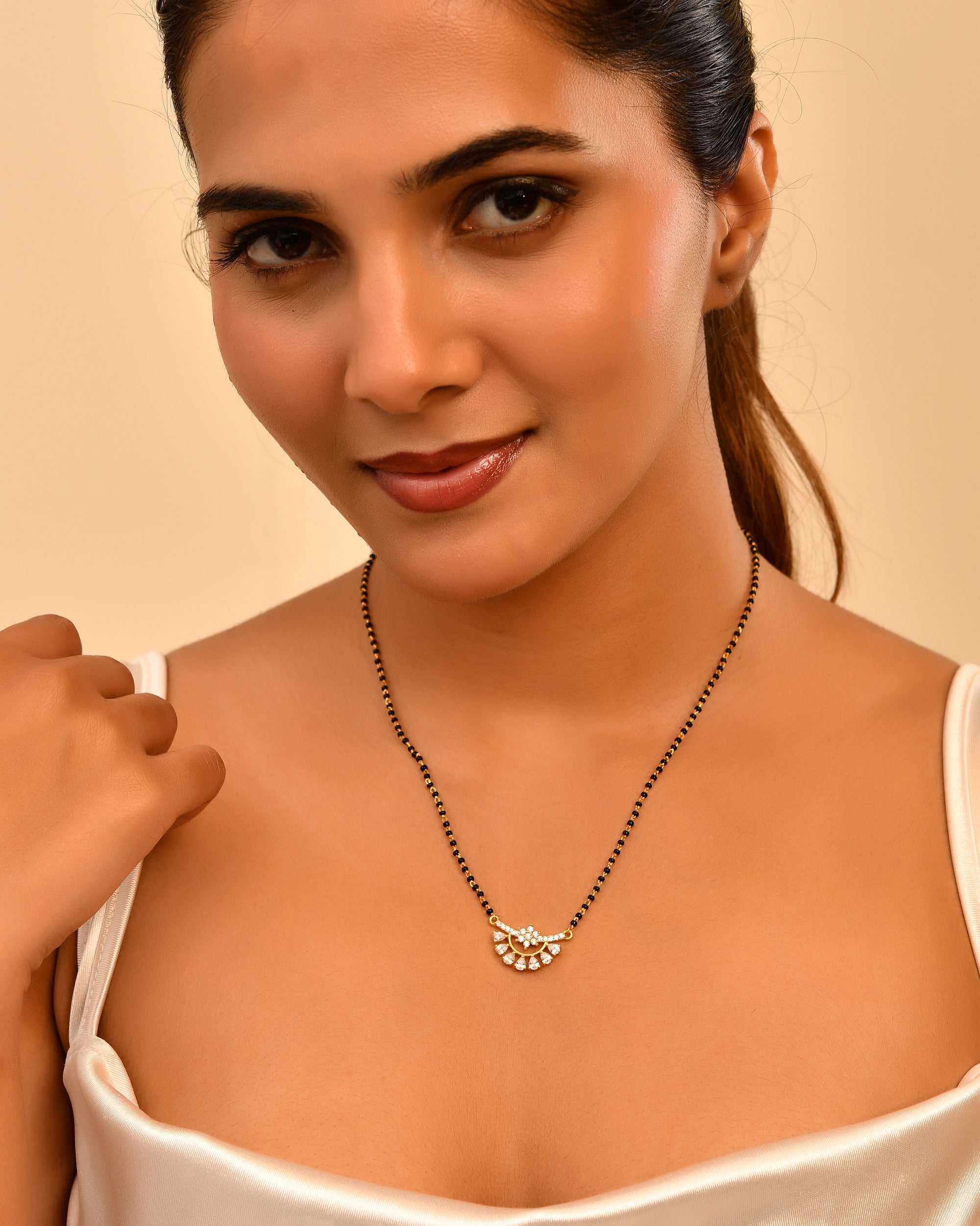 Gold Plated Floral Moon 925  Sterling Silver Mangalsutra