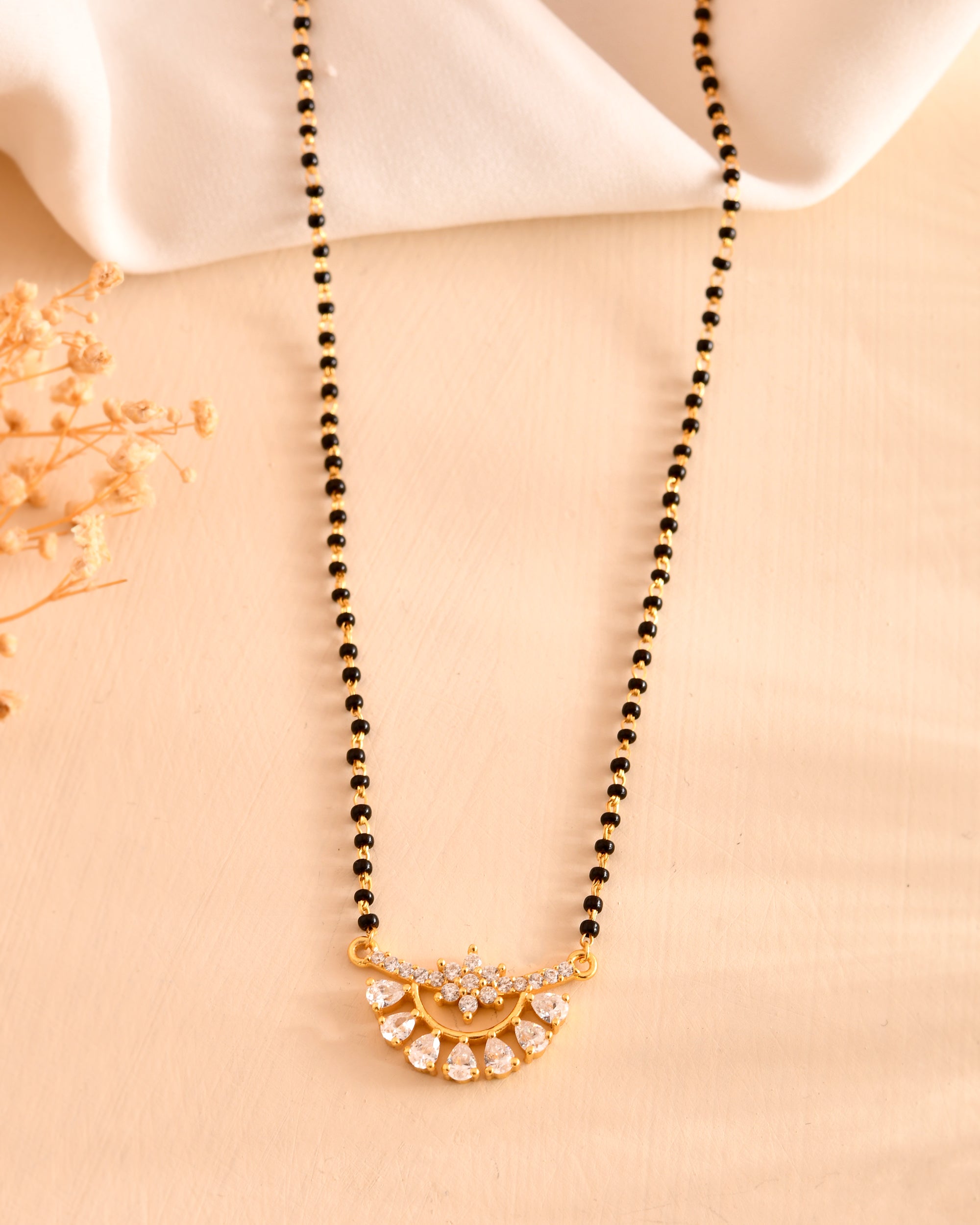 Gold Plated Floral Moon 925  Sterling Silver Mangalsutra