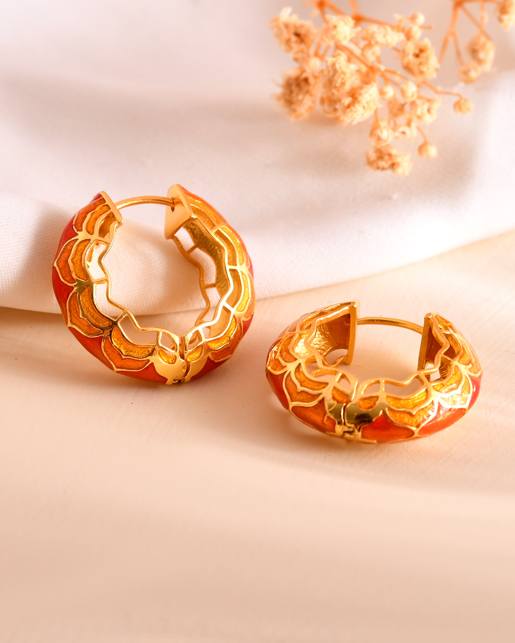 Sunset Enamel Gold Plated Sterling Silver Hoops