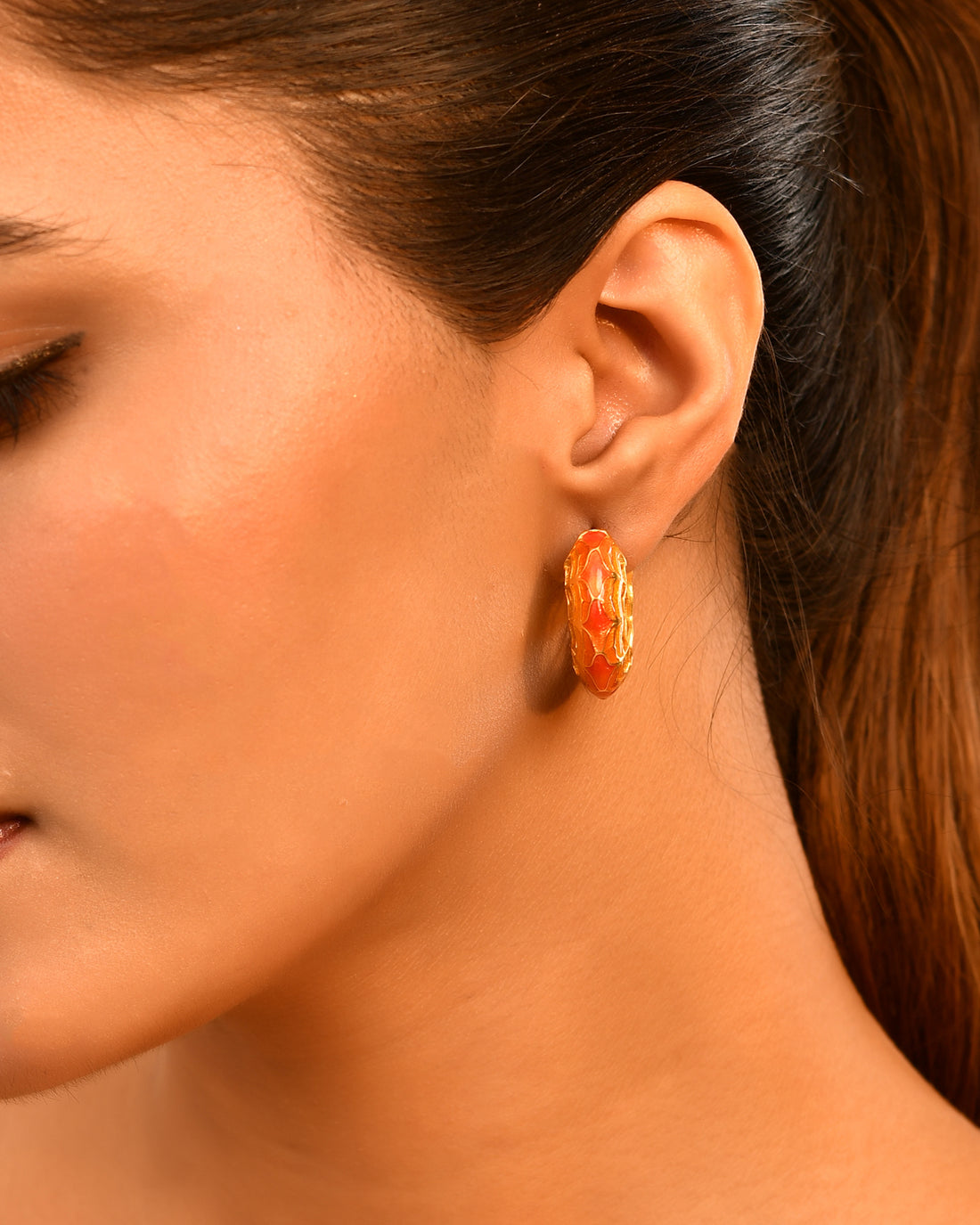 Sunset Enamel Gold Plated Sterling Silver Hoops