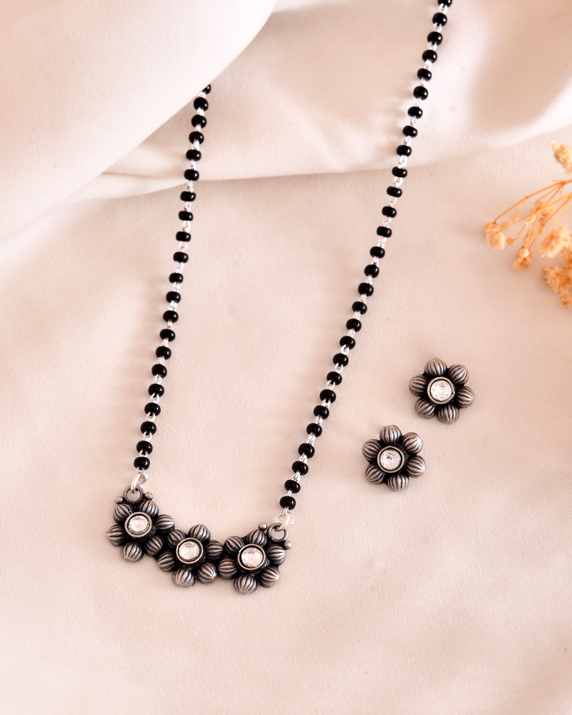 Aarohi 925 Sterling Silver Oxidised Mangalsutra Set