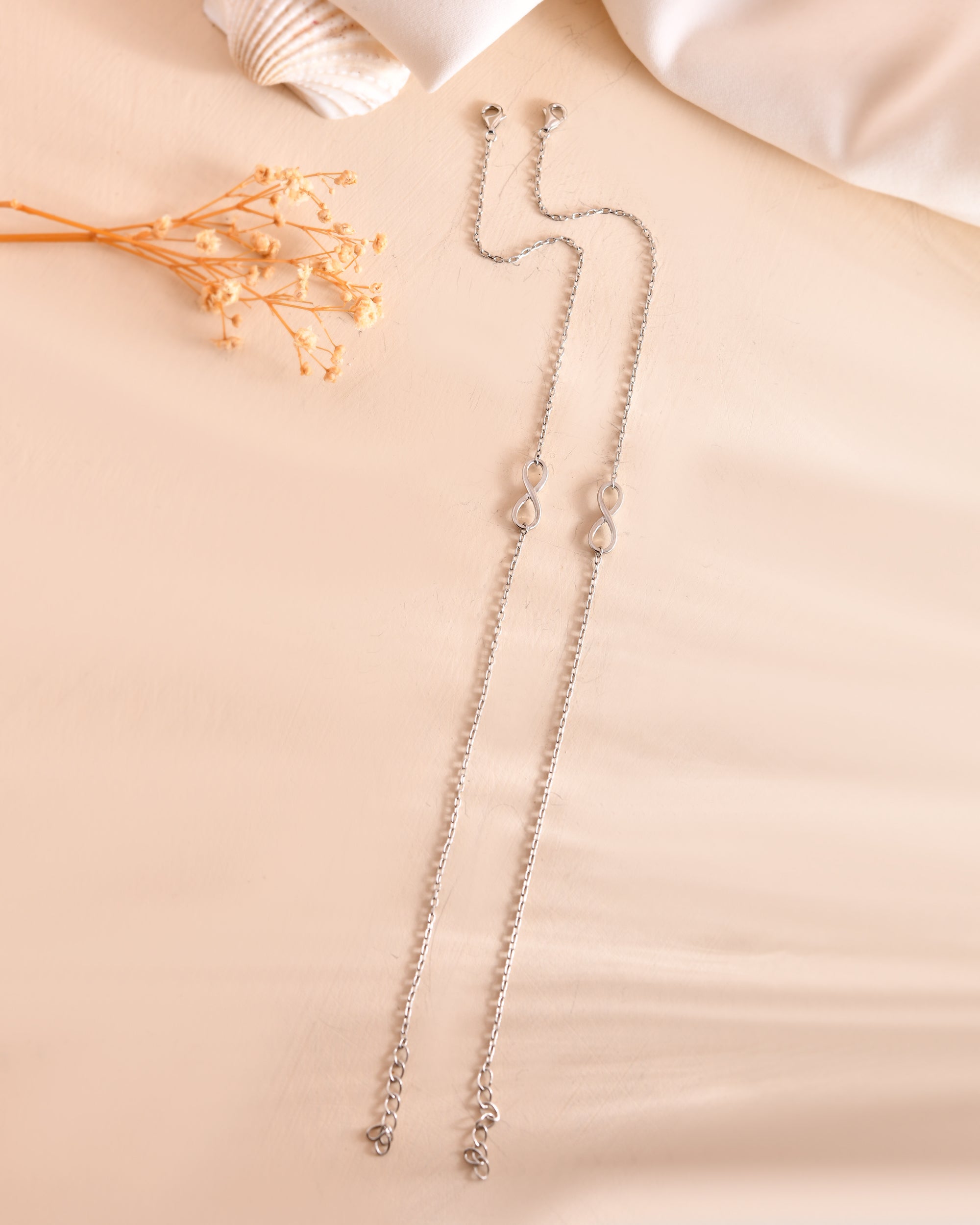 Infinity Charm 925 Sterling Silver Anklet