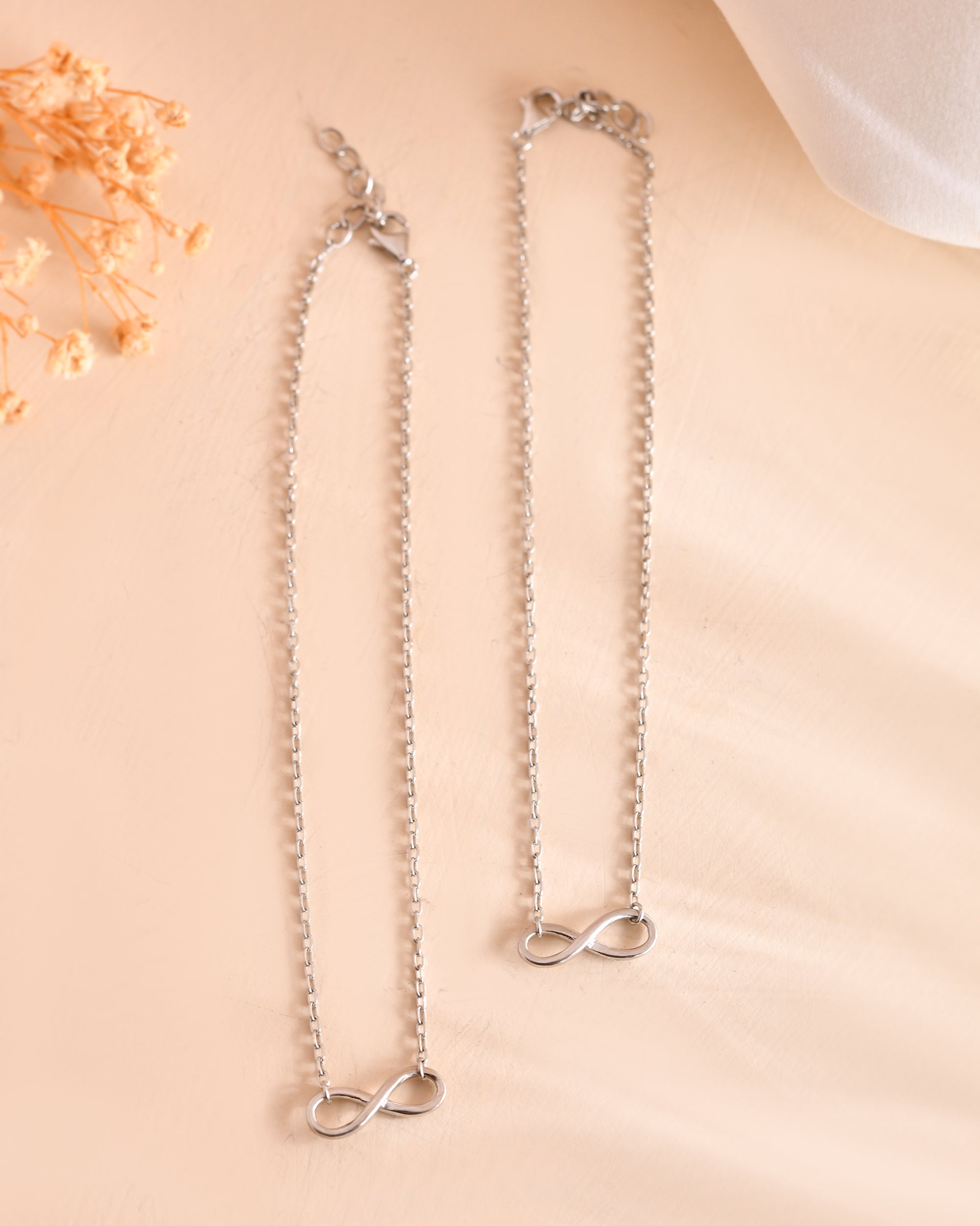 Infinity Charm 925 Sterling Silver Anklet