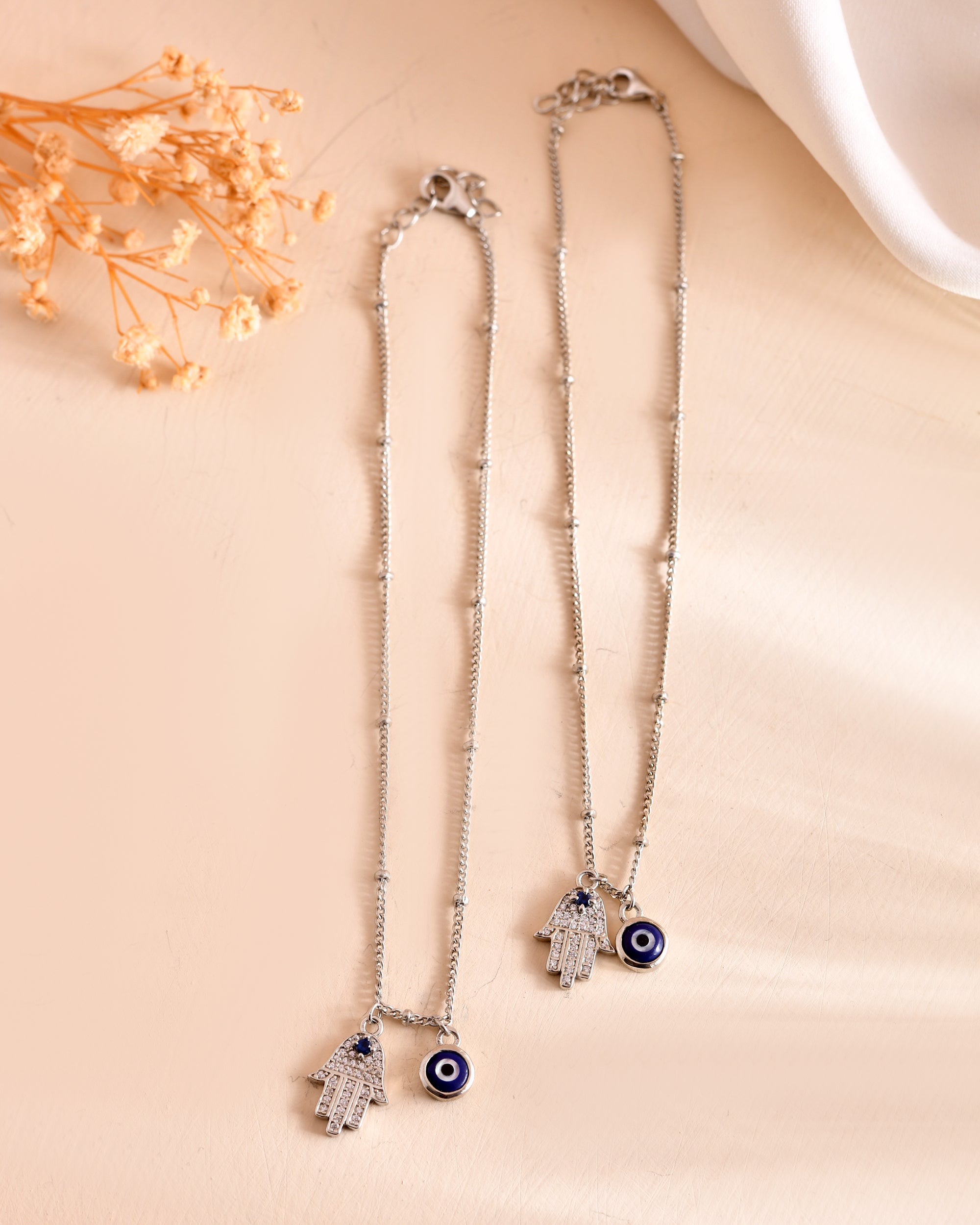 Hamsa Aura 925 Sterling Silver Anklet