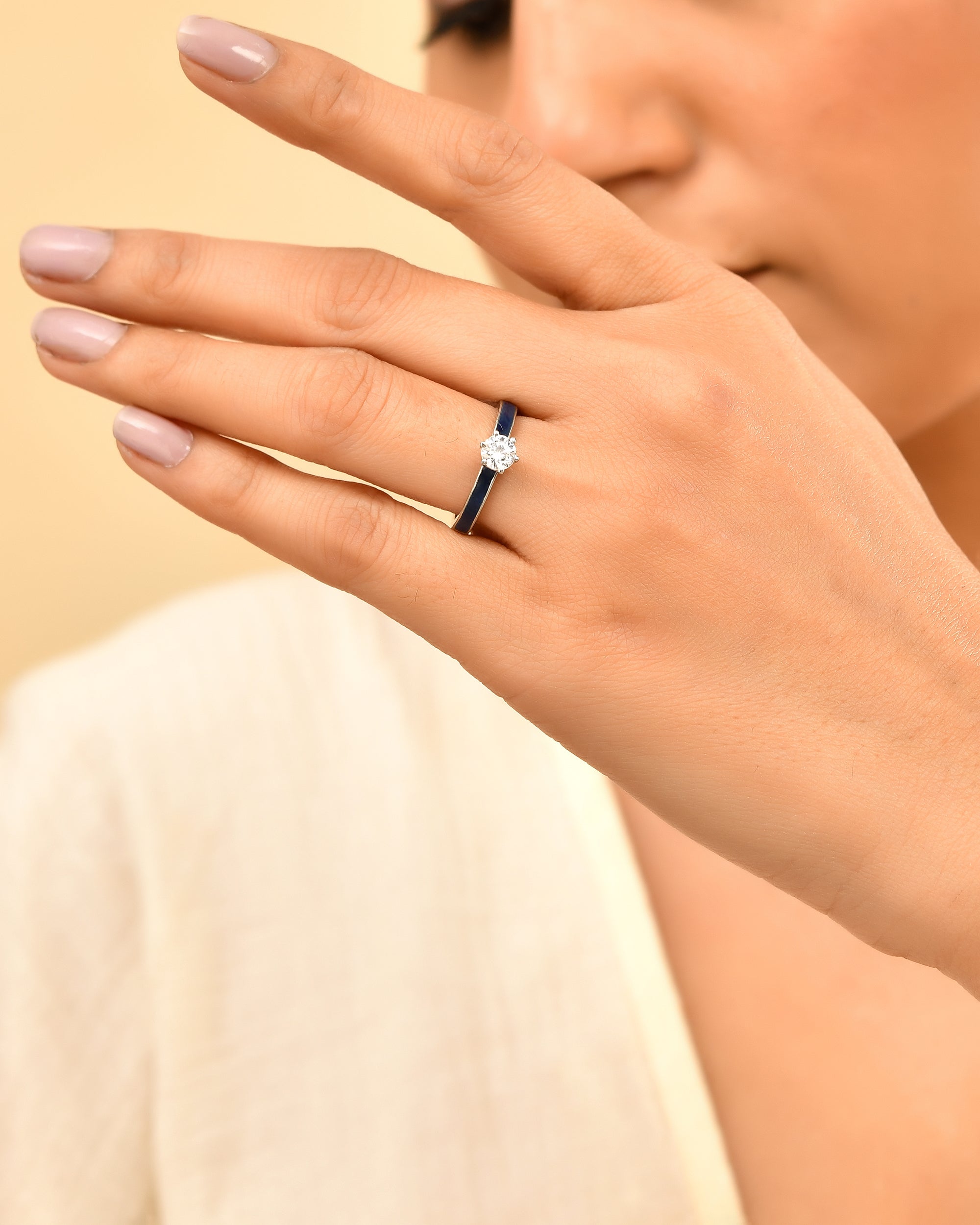 Rhea Blue Enamel 925 Sterling Silver Ring