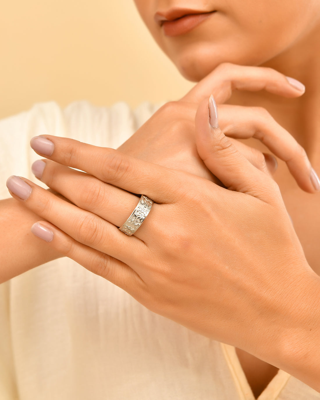 Hammered Luxe 925 Sterling Silver Band Ring