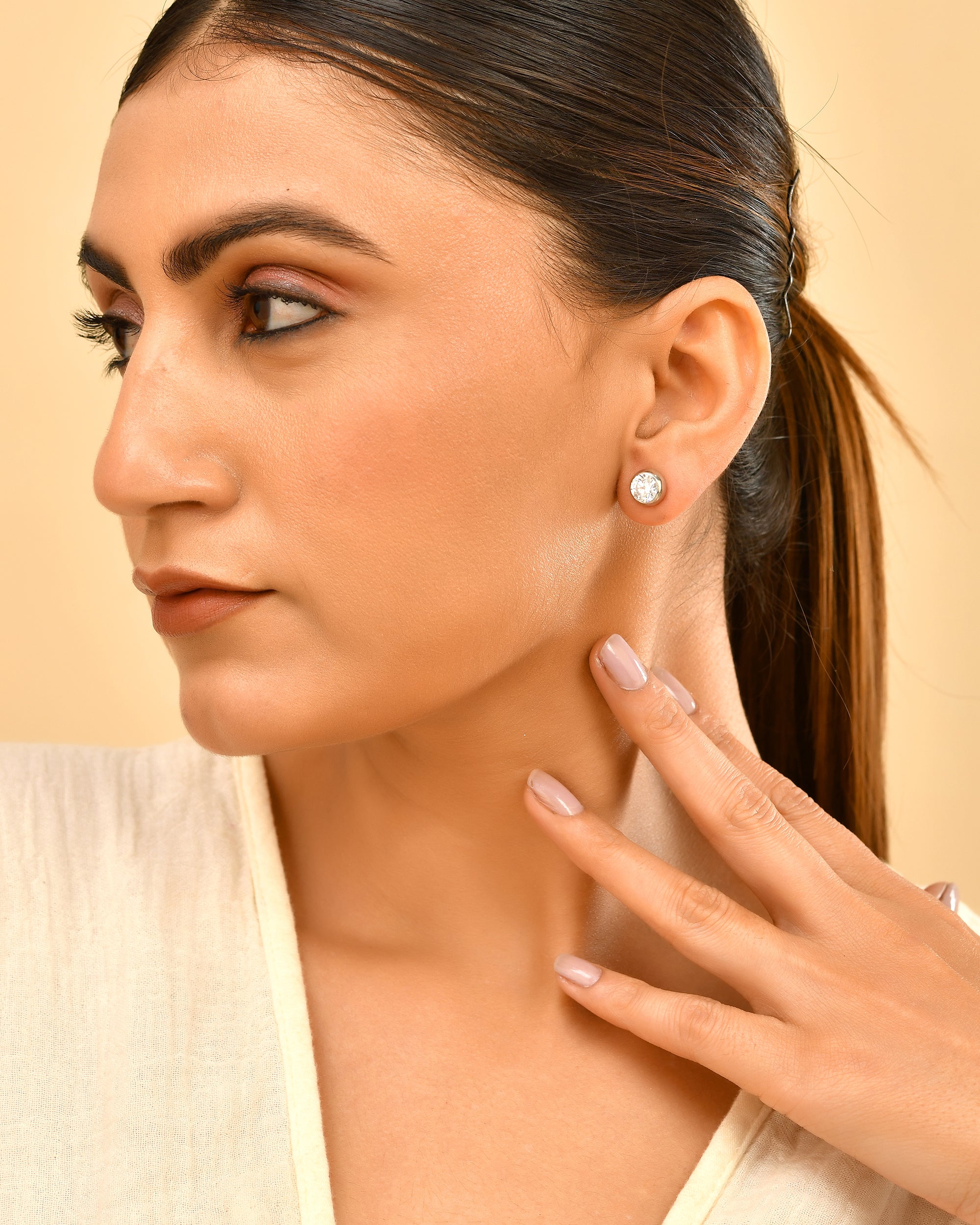 Classic 925 Silver Solitaire Stud Earrings