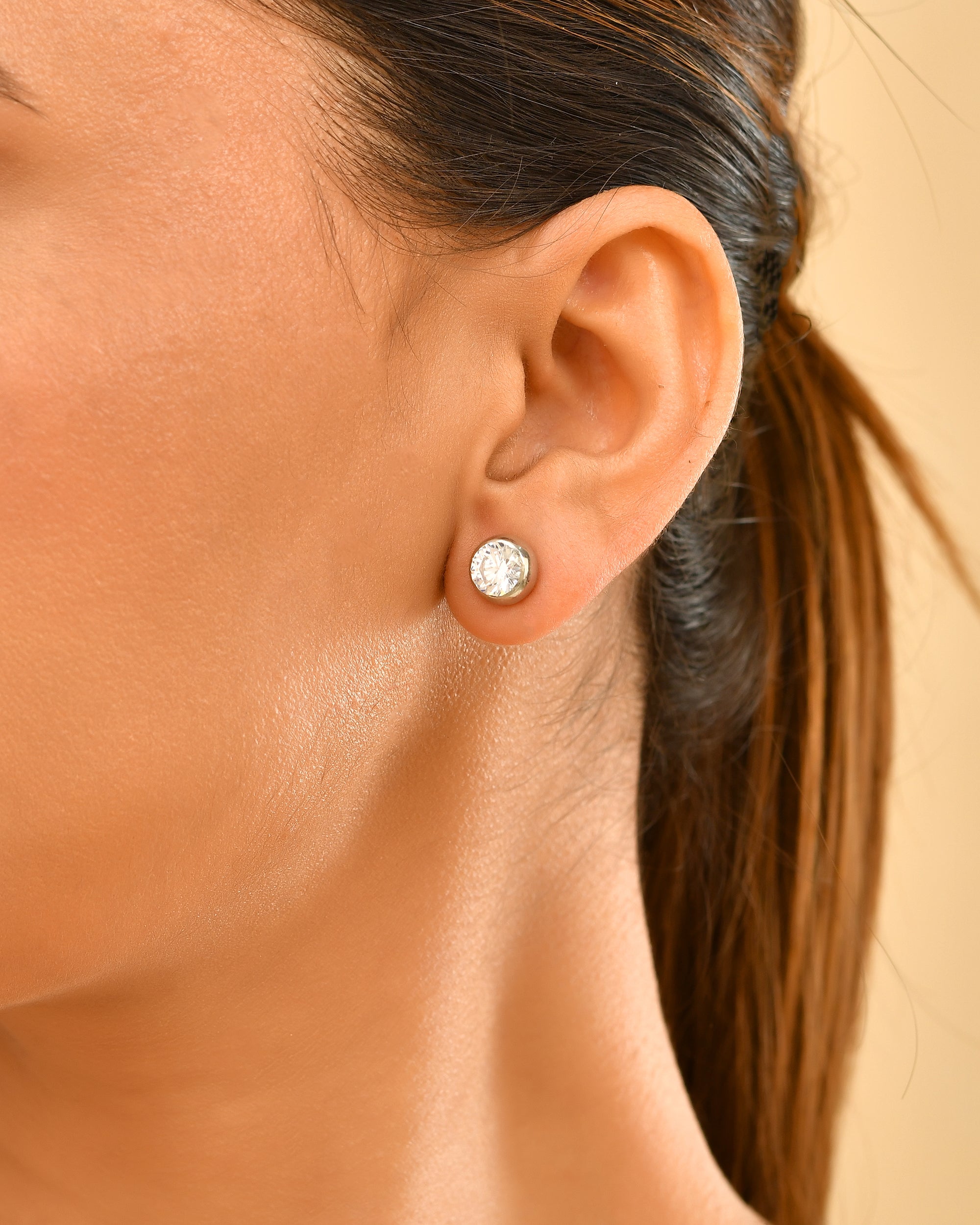 Classic 925 Silver Solitaire Stud Earrings