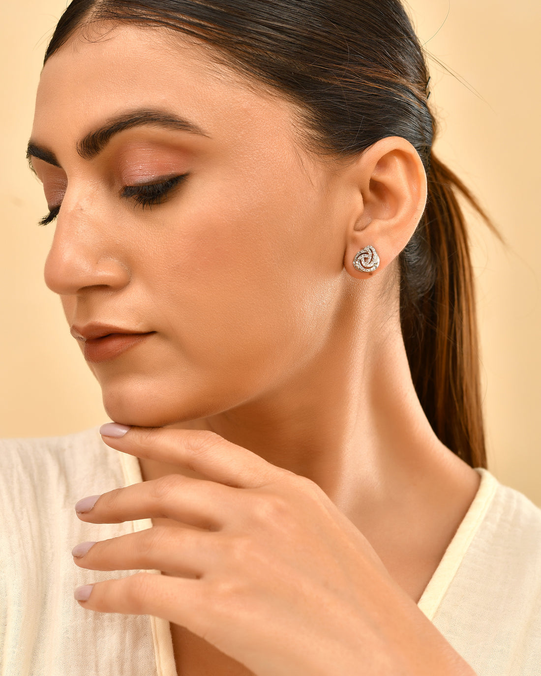 Mohini 925 Silver Spiral Stud Earring