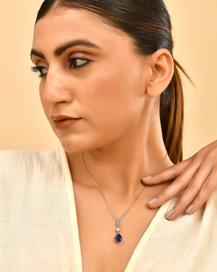 Celestial Tri Tone 925 Sterling Silver Chain Pendant