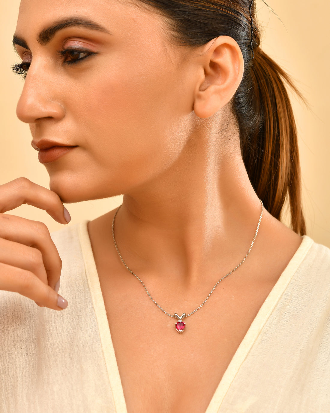 Cupid Pink Heart 925 Sterling Silver Chain Pendant