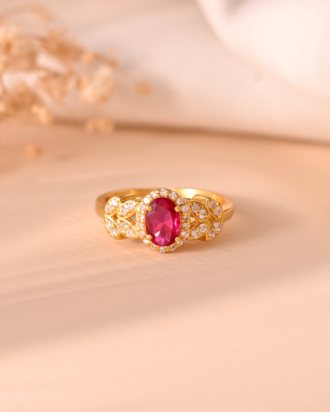 Shahi Ruby Gold Plated 925 Sterling Silver Ring