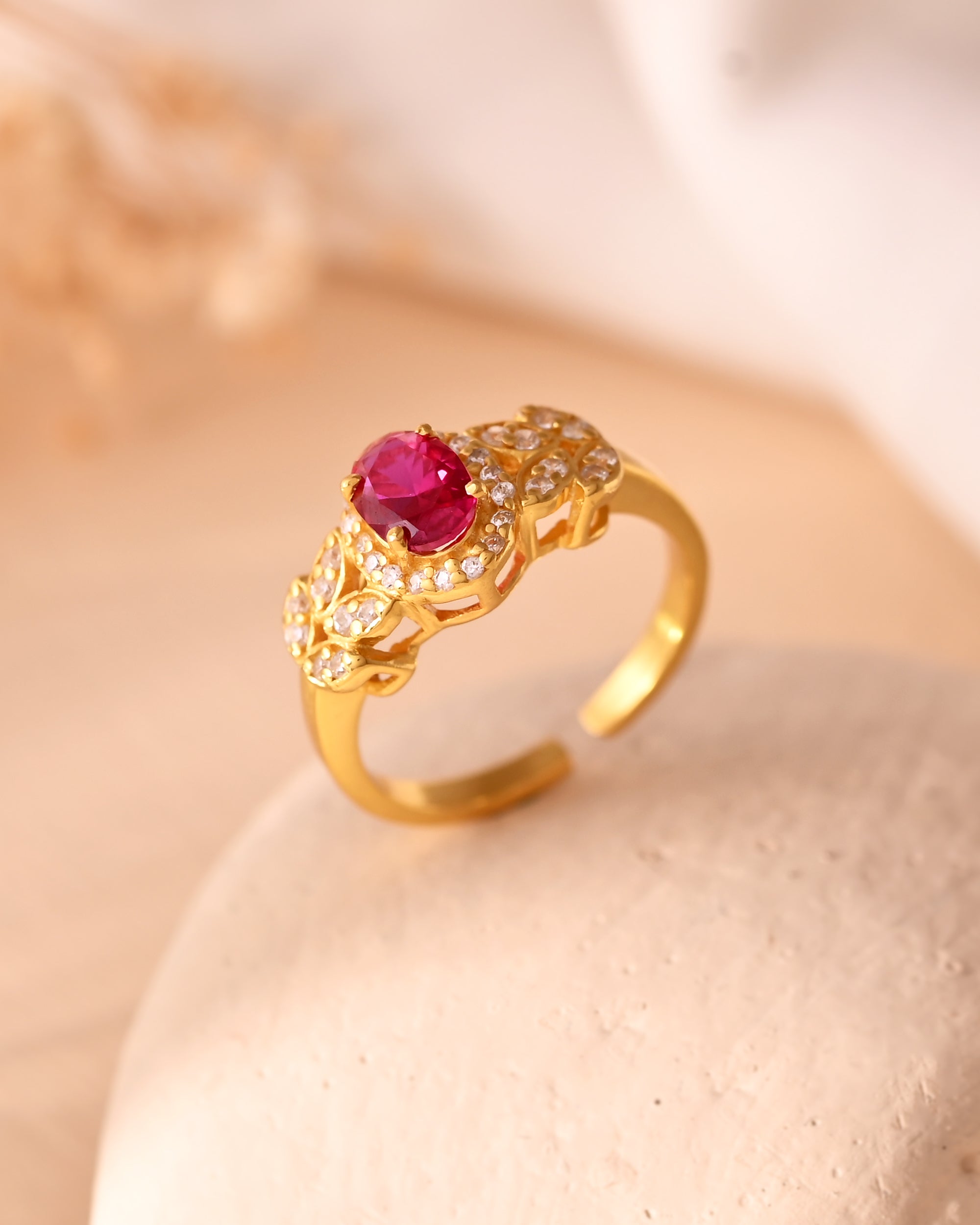 Shahi Ruby Gold Plated 925 Sterling Silver Ring