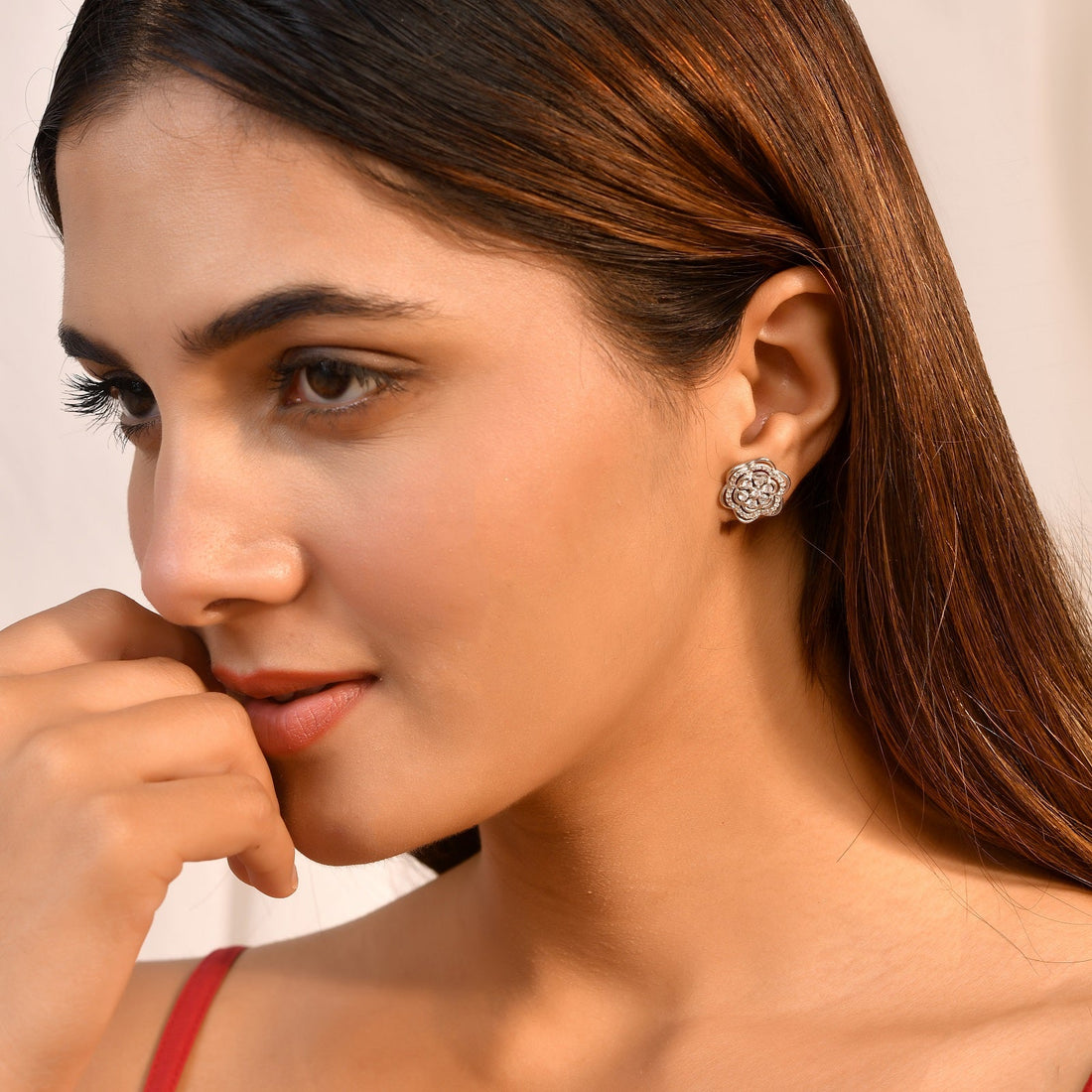 Mohini Silver Flower Earring Stud