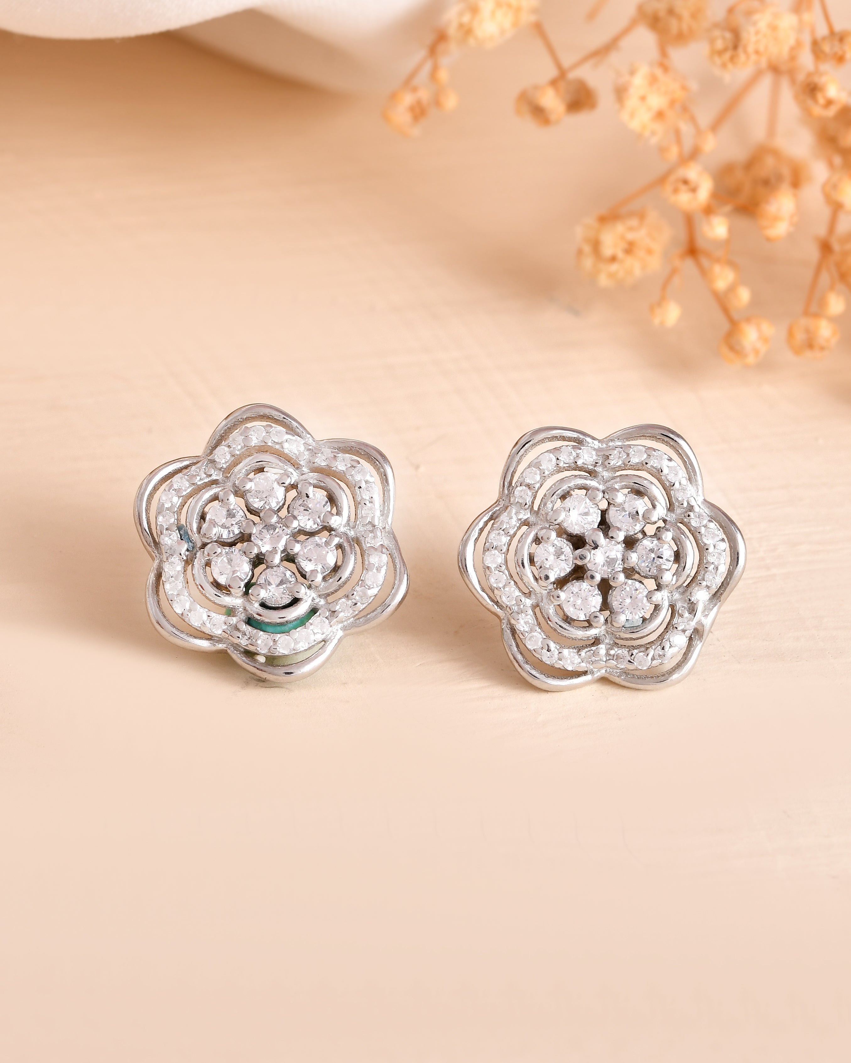 Mohini Silver Flower Earring Stud