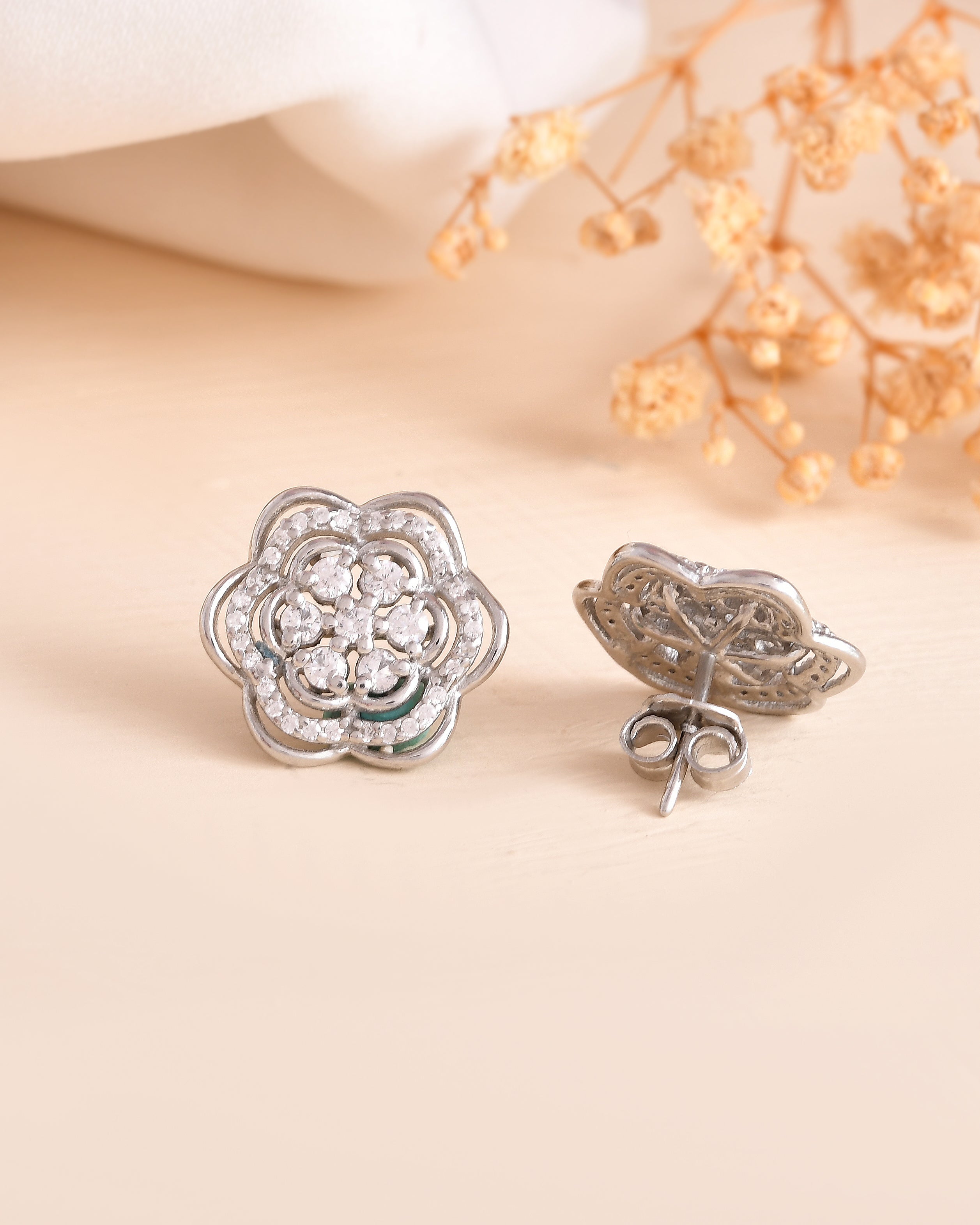 Mohini Silver Flower Earring Stud