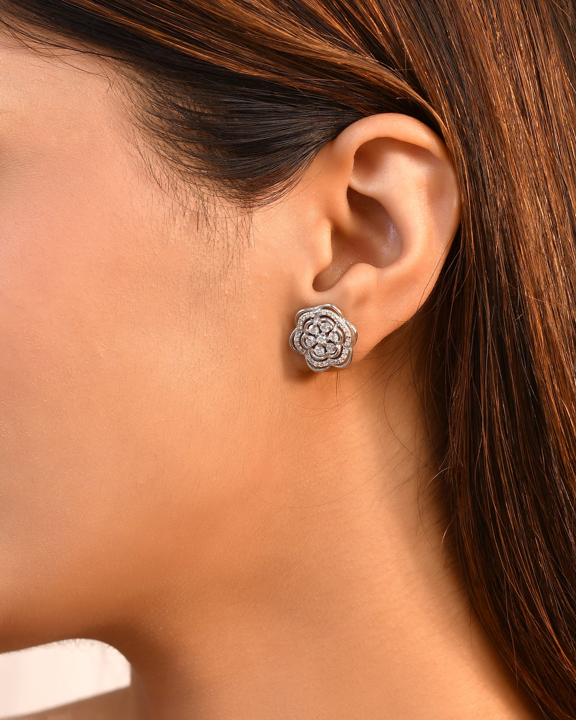Mohini Silver Flower Earring Stud