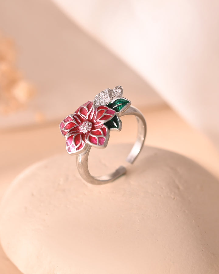 Diva Floral Petal 925 Sterling Silver Ring