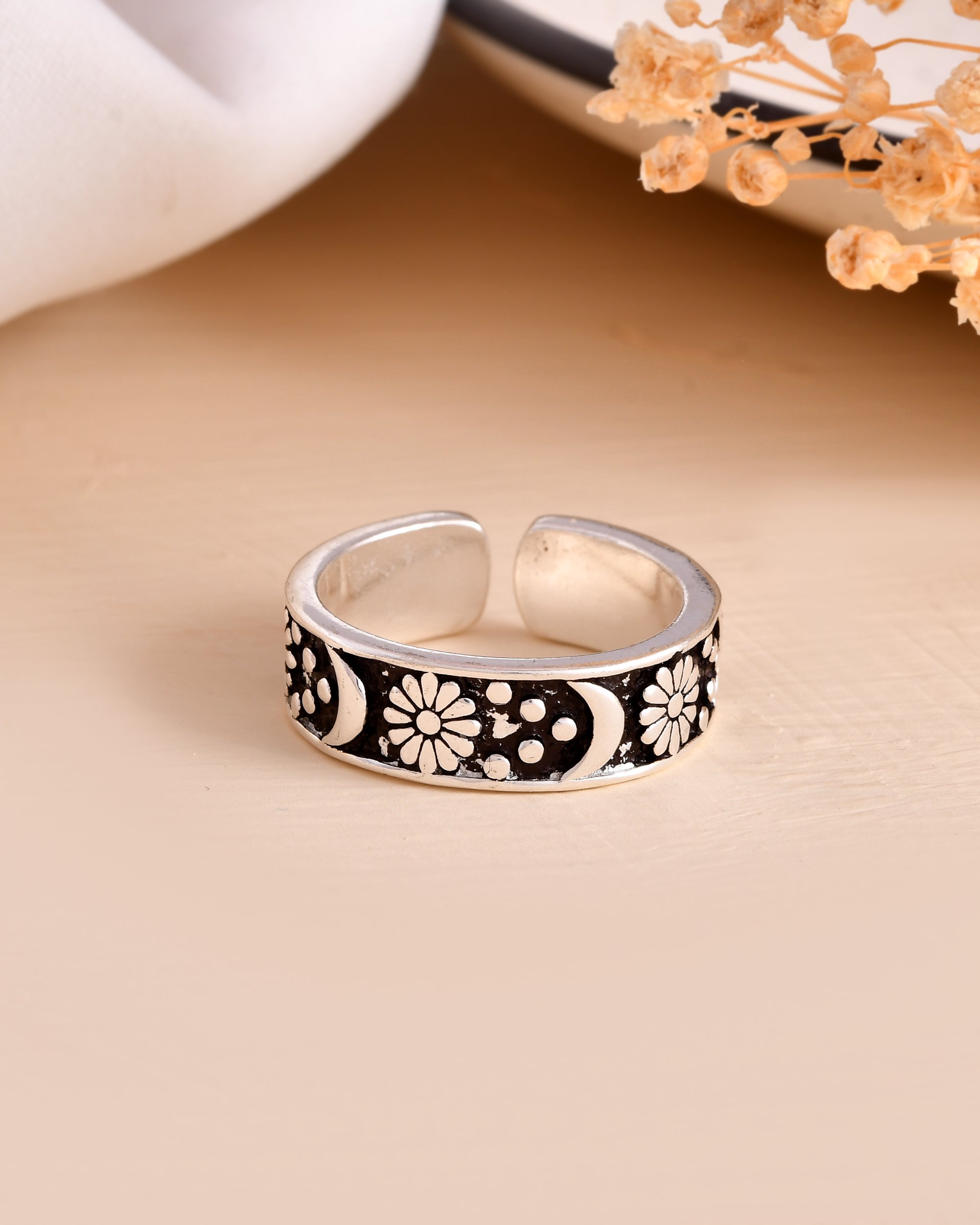 Midnight Enamel Sterling Silver Ring Band