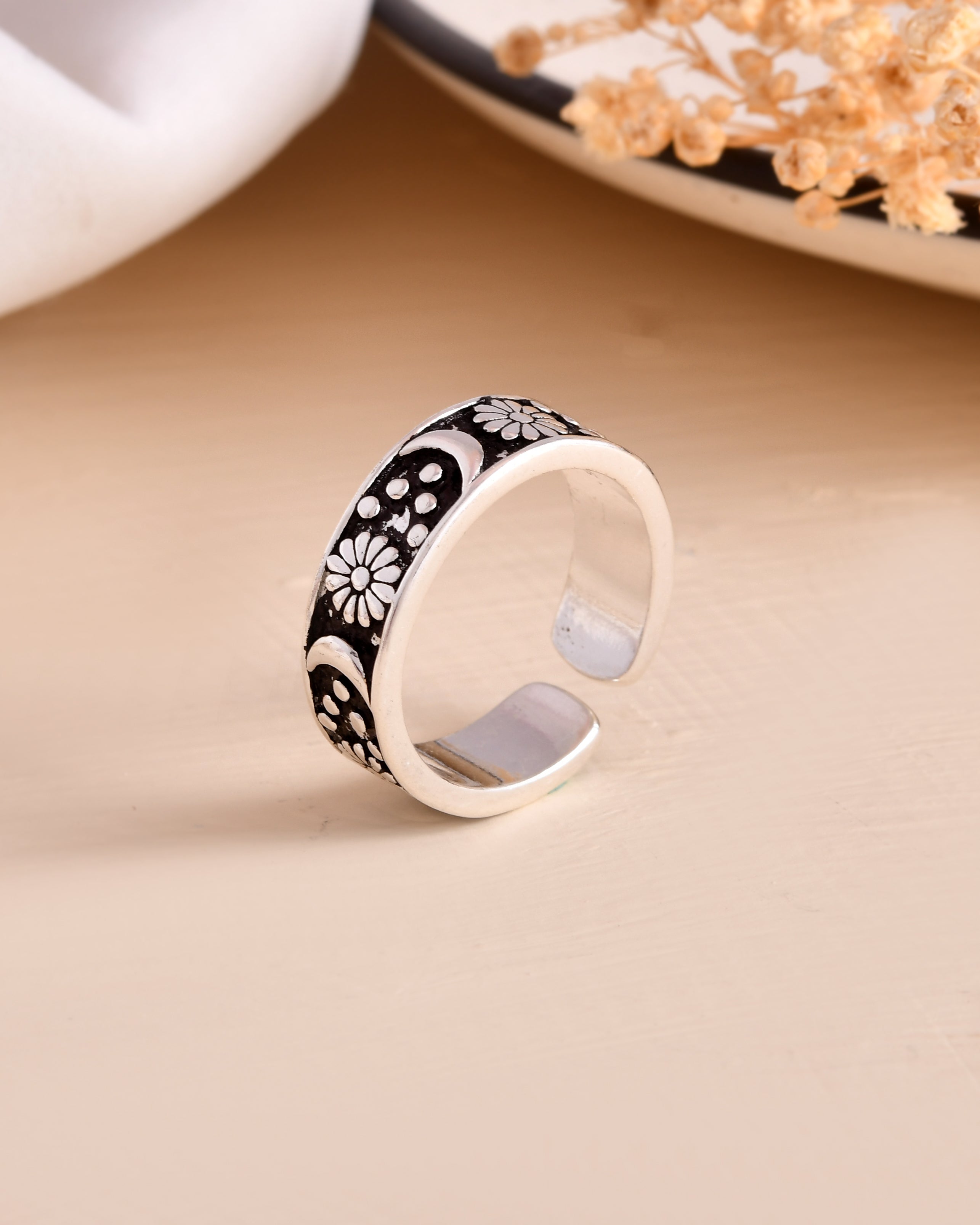 Midnight Enamel Sterling Silver Ring Band
