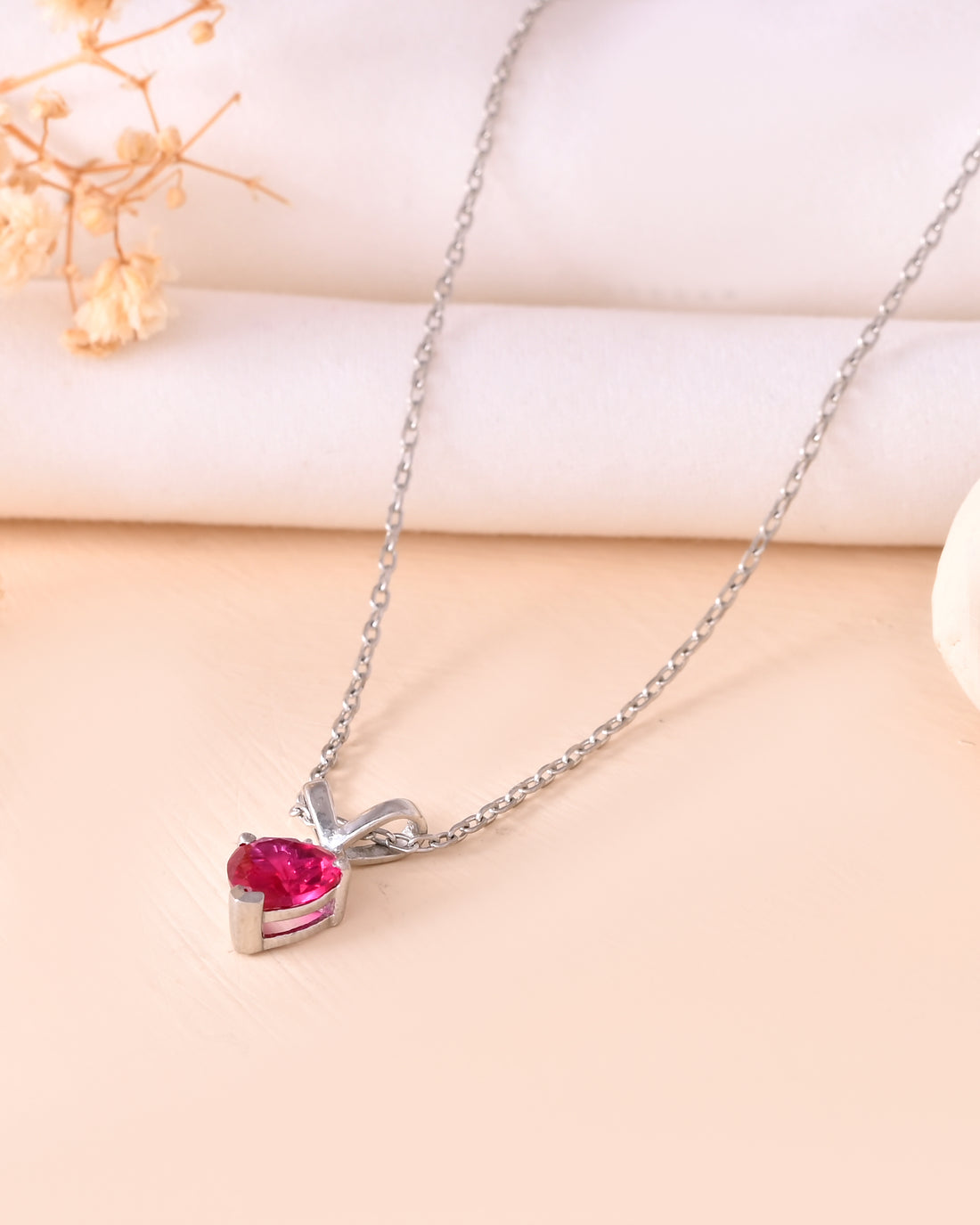Cupid Pink Heart 925 Sterling Silver Chain Pendant